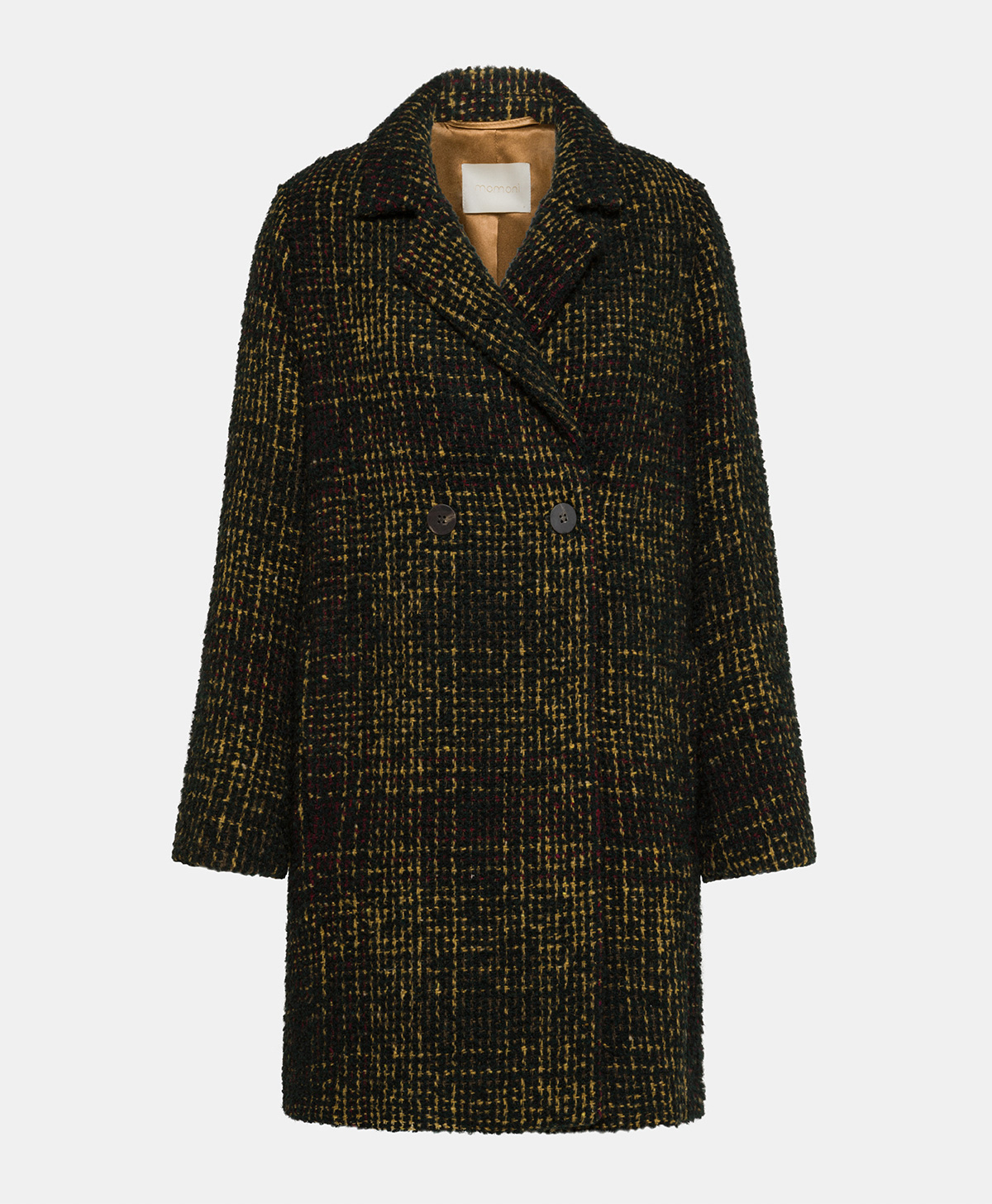 SHIBA COAT IN CHECK BOUCLE' - GREEN/YELLOW - Momonì