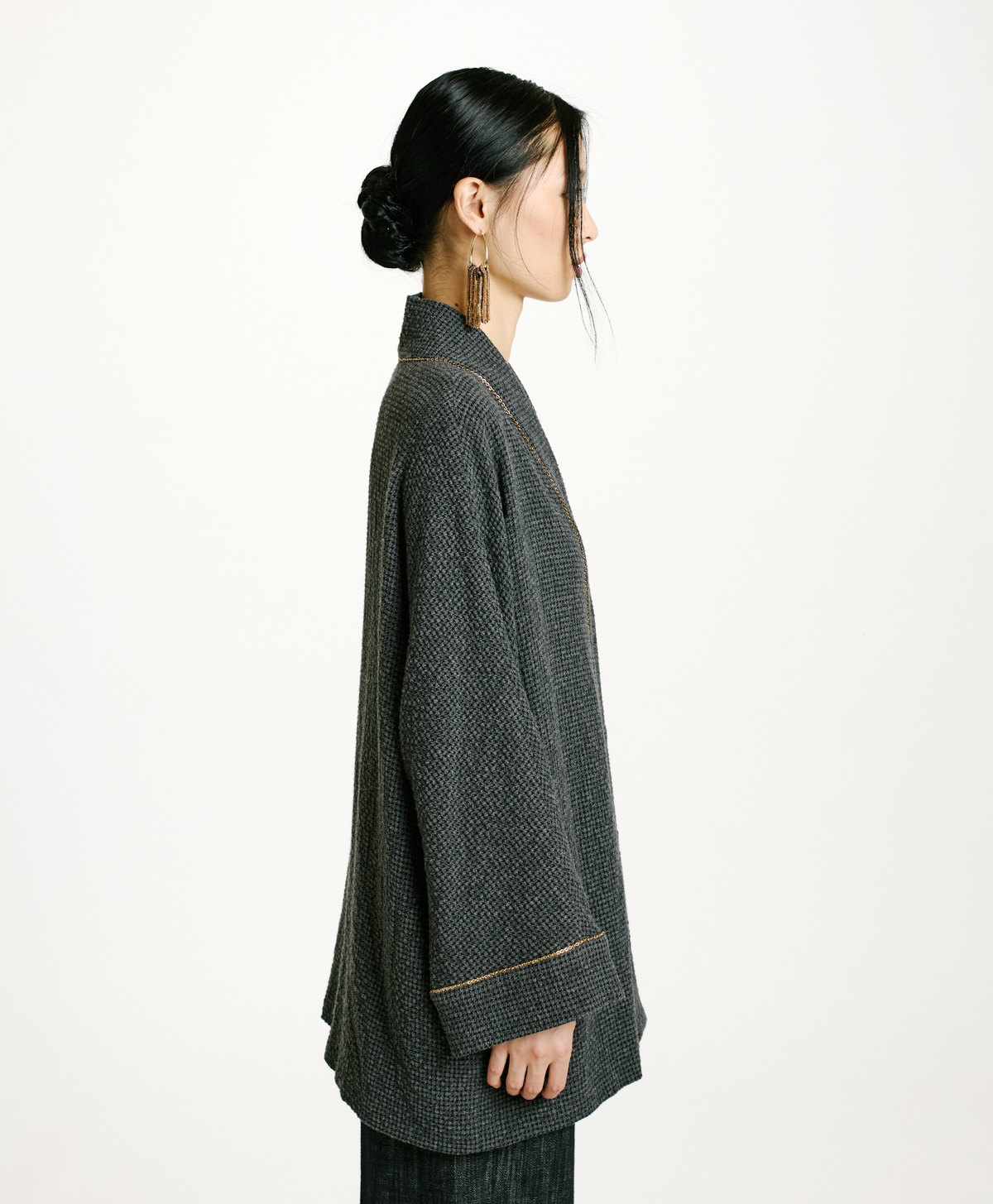 CAPPOTTO TARA IN PIED DE POULE SEERSUCKER-NERO/ANTRACITE - Momonì