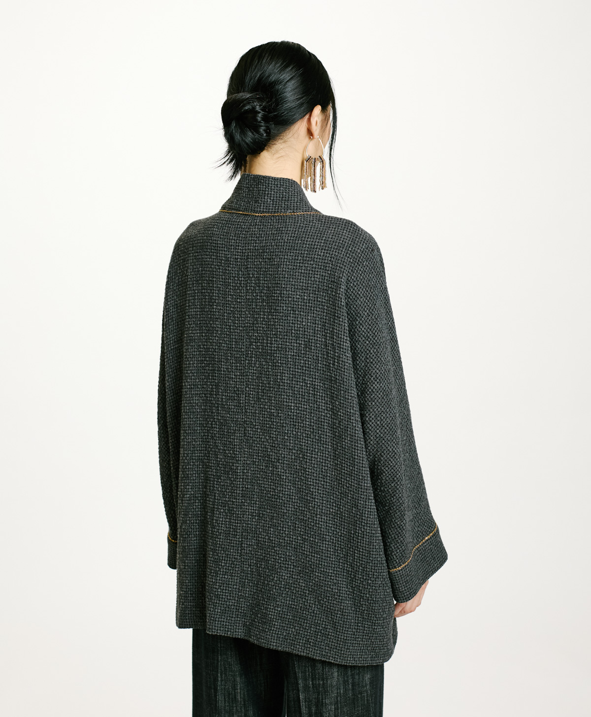 CAPPOTTO TARA IN PIED DE POULE SEERSUCKER-NERO/ANTRACITE - Momonì
