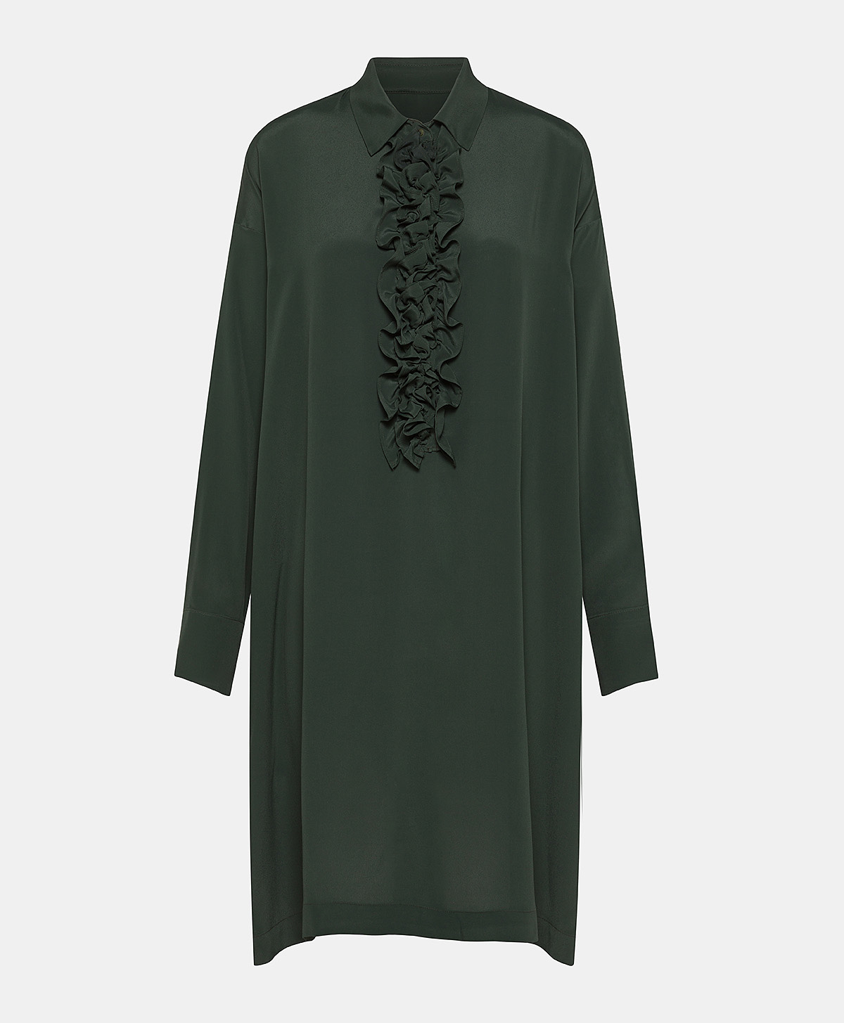 KITA DRESS IN SOLID COLOUR ACETATE/SILK - FOREST - Momonì