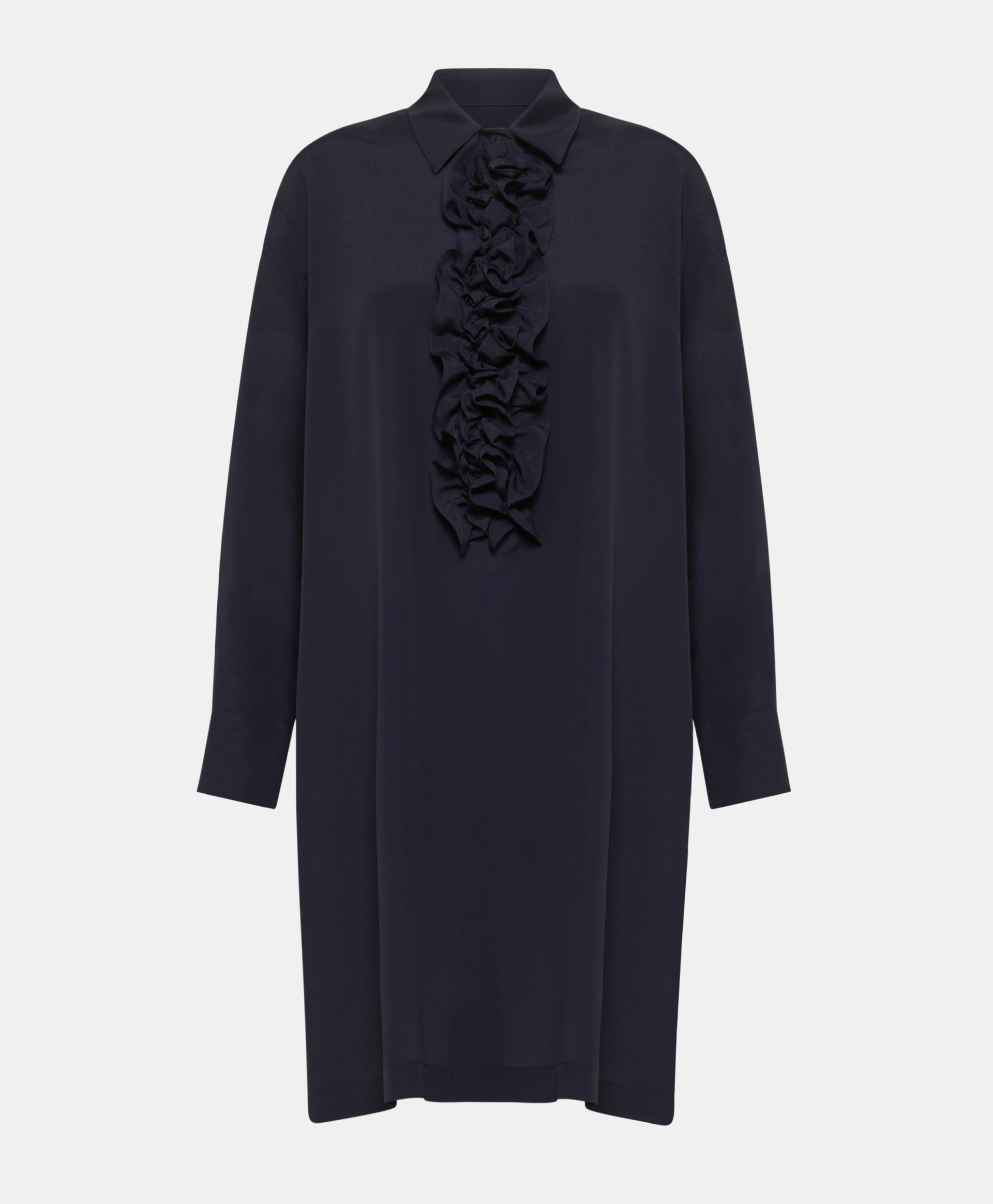 KITA DRESS IN SOLID COLOUR ACETATE/SILK - BLUE - Clothing - Momonì