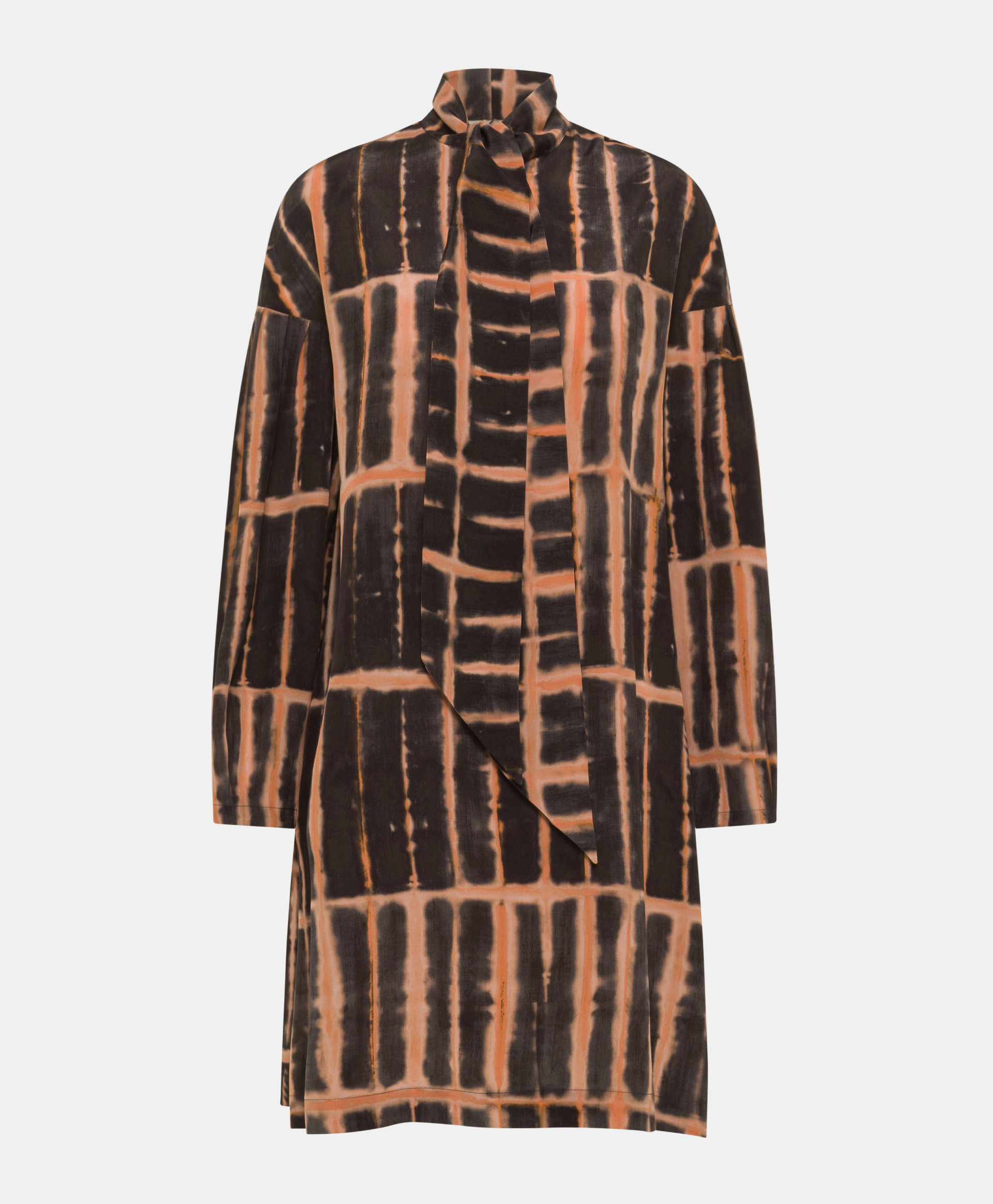 KIRU DRESS IN PRINTED CREPE DE CHINE - BLACK PINK - Clothing - Momonì