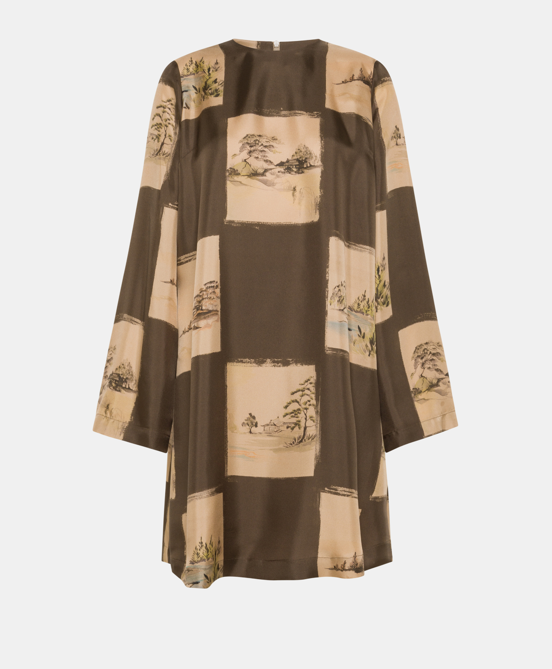 VESTITO MATCHA IN TWILL DI SETA STAMPATO-MULTICOLORE CACAO - Clothing - Momonì