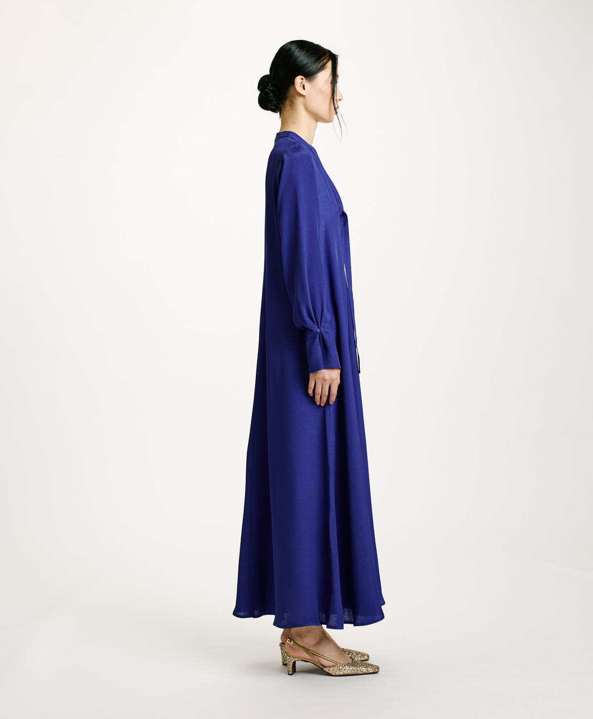 VESTITO TAIKI IN MISTO SETA DI CREPE-BLU - Momonì