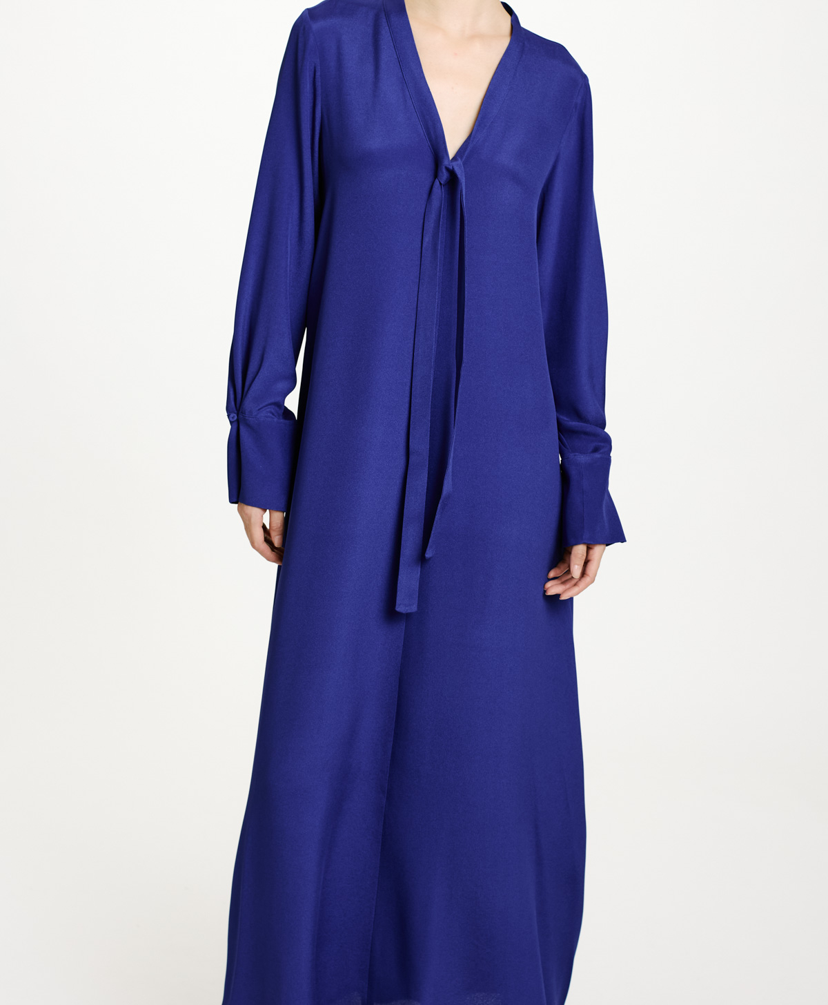 VESTITO TAIKI IN MISTO SETA DI CREPE-BLU - Momonì