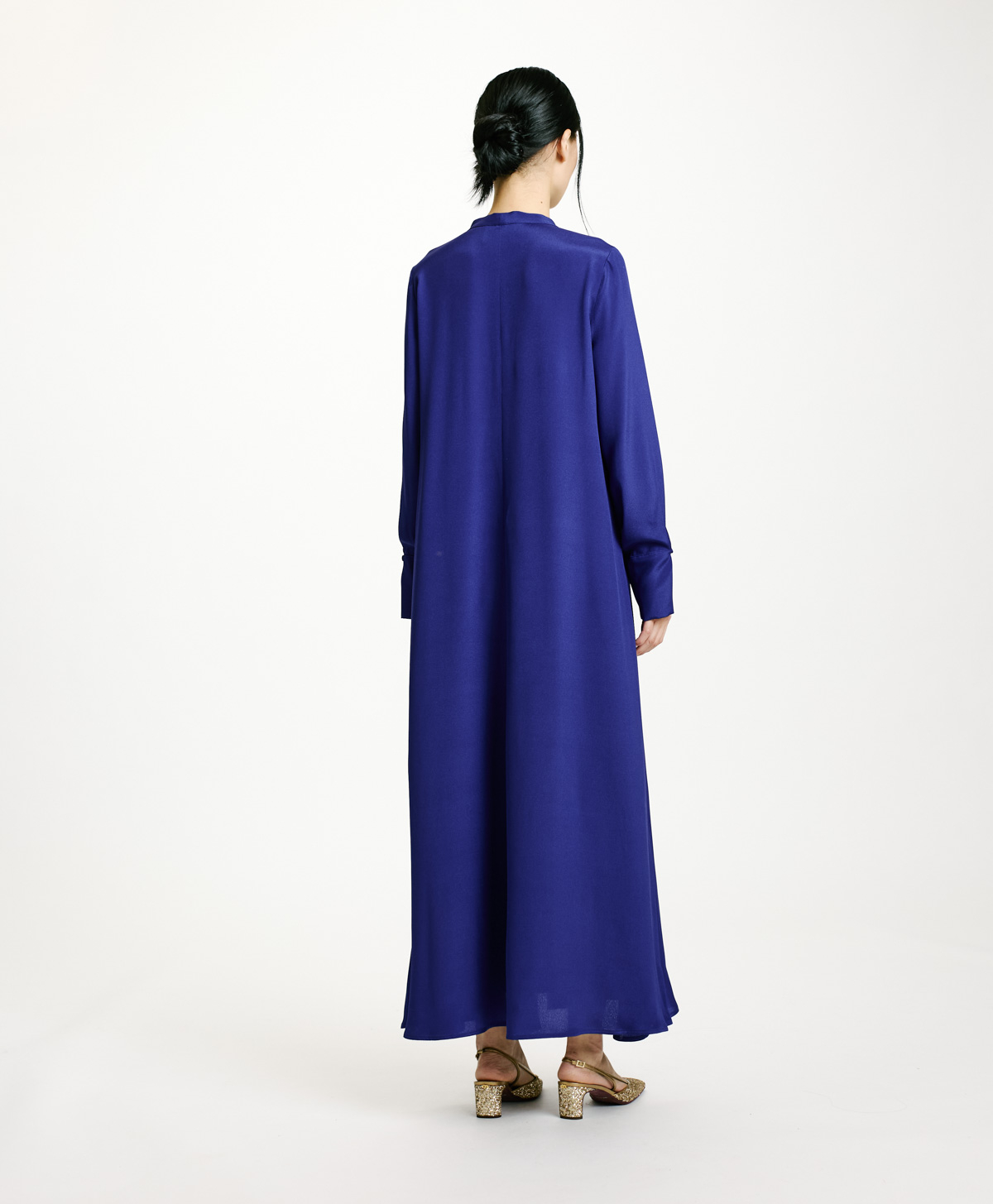 VESTITO TAIKI IN MISTO SETA DI CREPE-BLU - Momonì