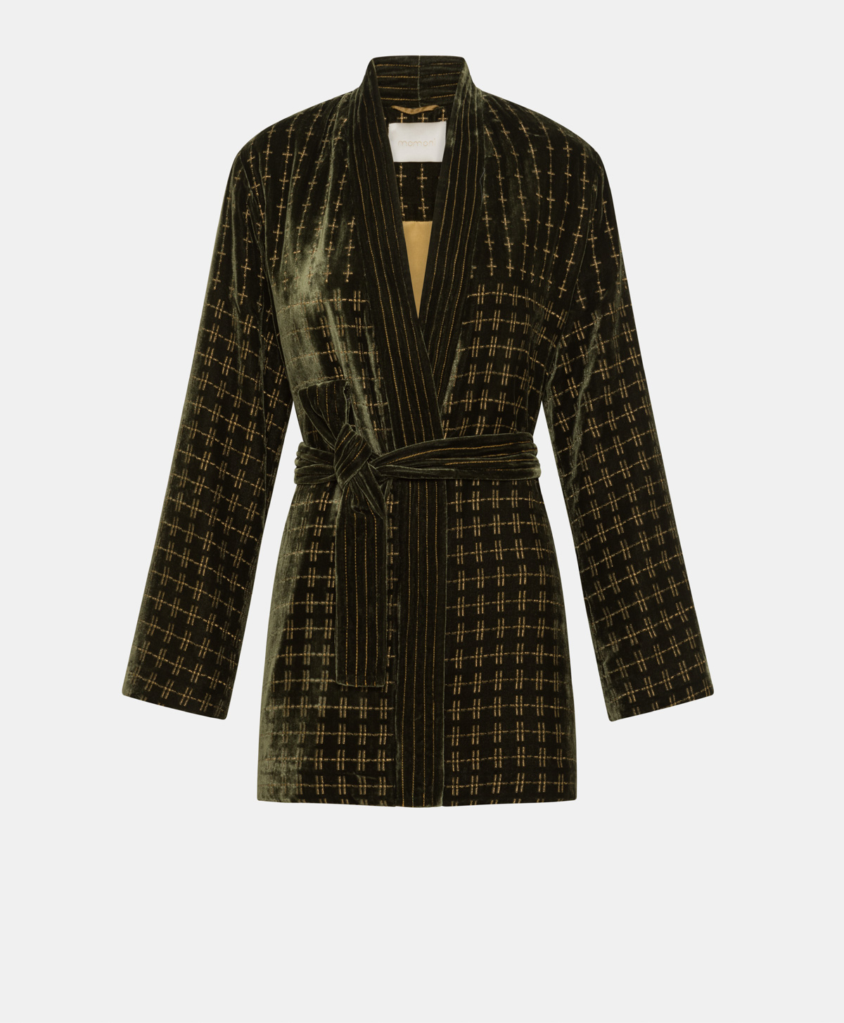EUGENIE JACKET IN EMBROIDERED SILK BLEND VELVET - MATCHA GREEN - Clothing - Momonì