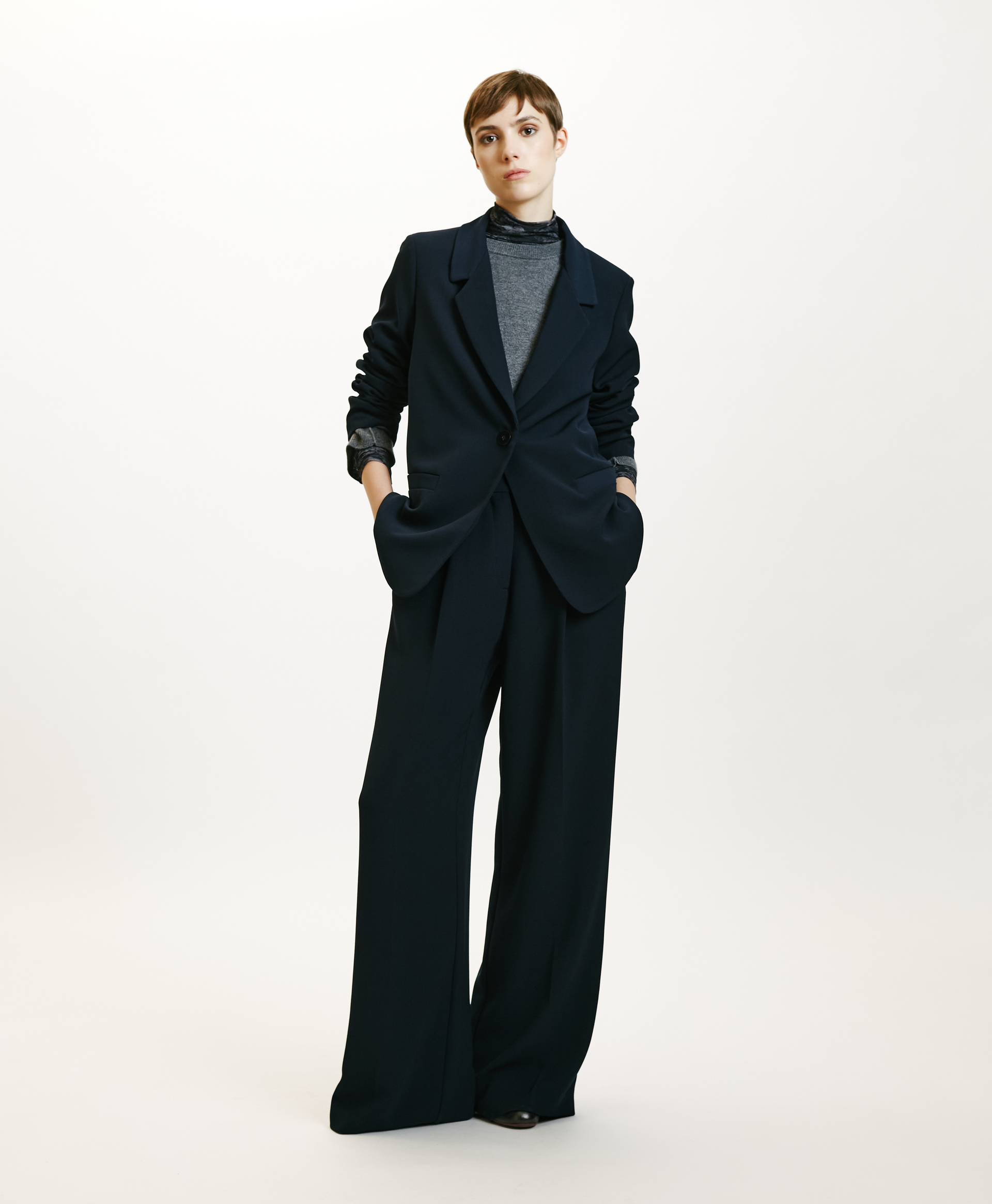 DAYTON JACKET IN STRETCH CADY - NIGHT BLUE - Clothing - Momonì
