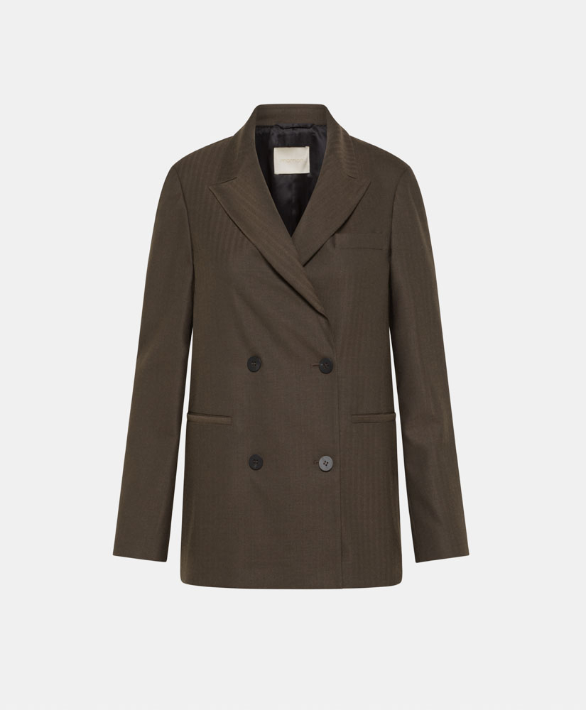 ROSEMARY JACKET IN STRETCH CHEVRON VISCOSE WOOL - DARK BROWN - Clothing - Momonì