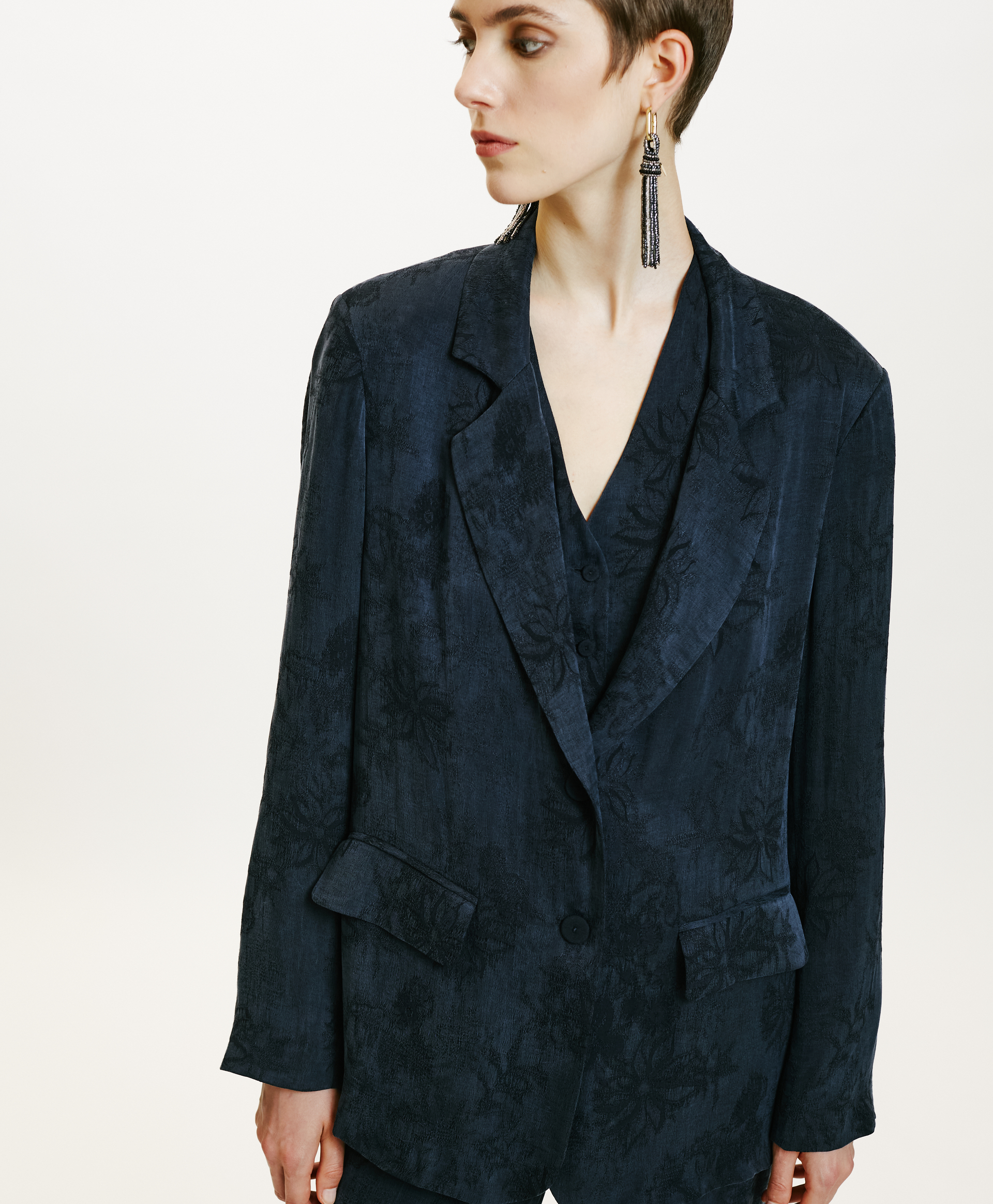 NAGOYA JACKET IN JACAQUARD LYOCELL VISCOSDE - INDIGO - Clothing - Momonì