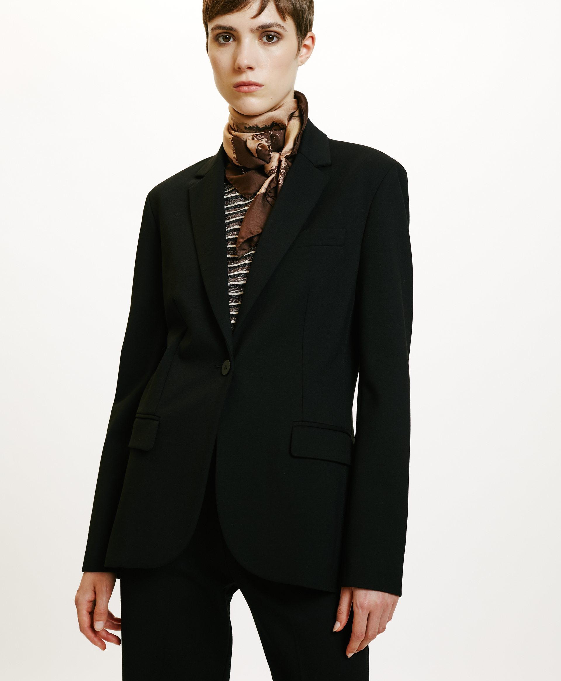 HAKAMA JACKET IN PUNTO MILANO - BLACK - Momonì