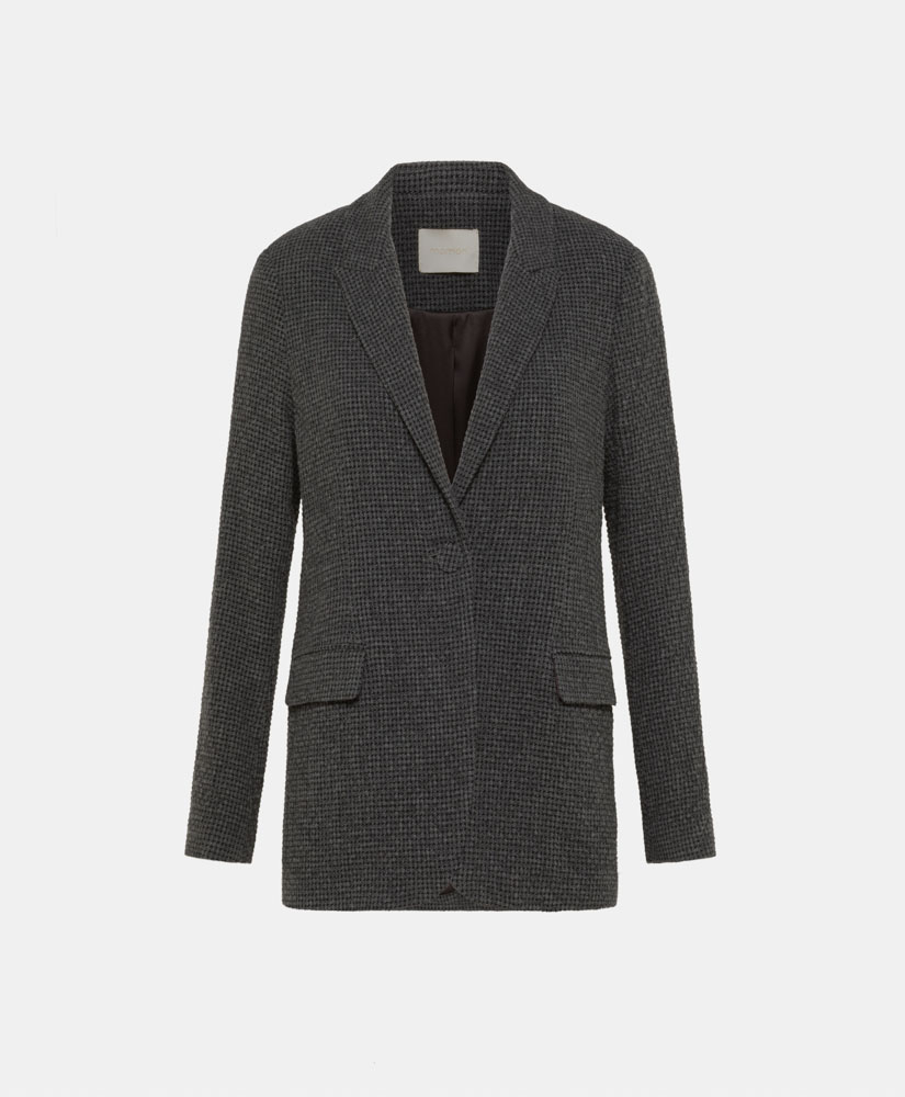 YUMI JACKET IN HOUNDSTOOTH SEERSUCKER - BLACK/ANTHRACITE - Momonì