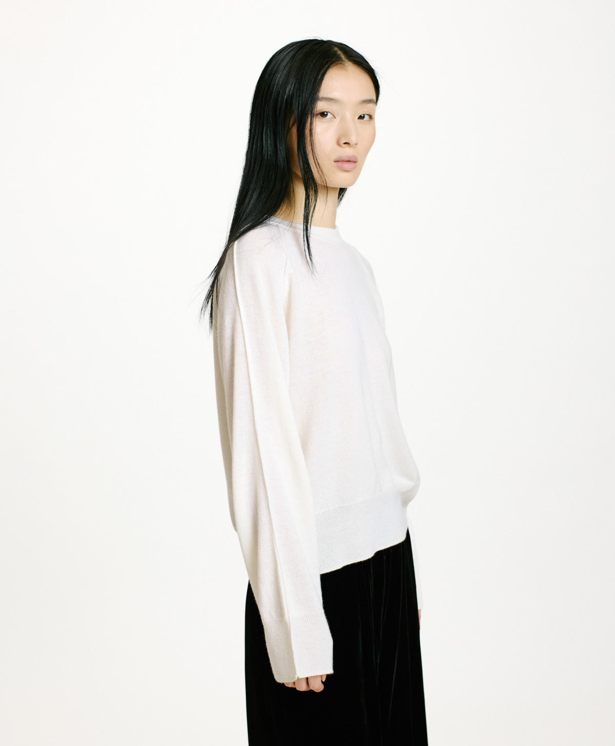 TRICOT ODINO EN LAINE MÉRINOS CACHEMIRE - CRÈME - Momonì