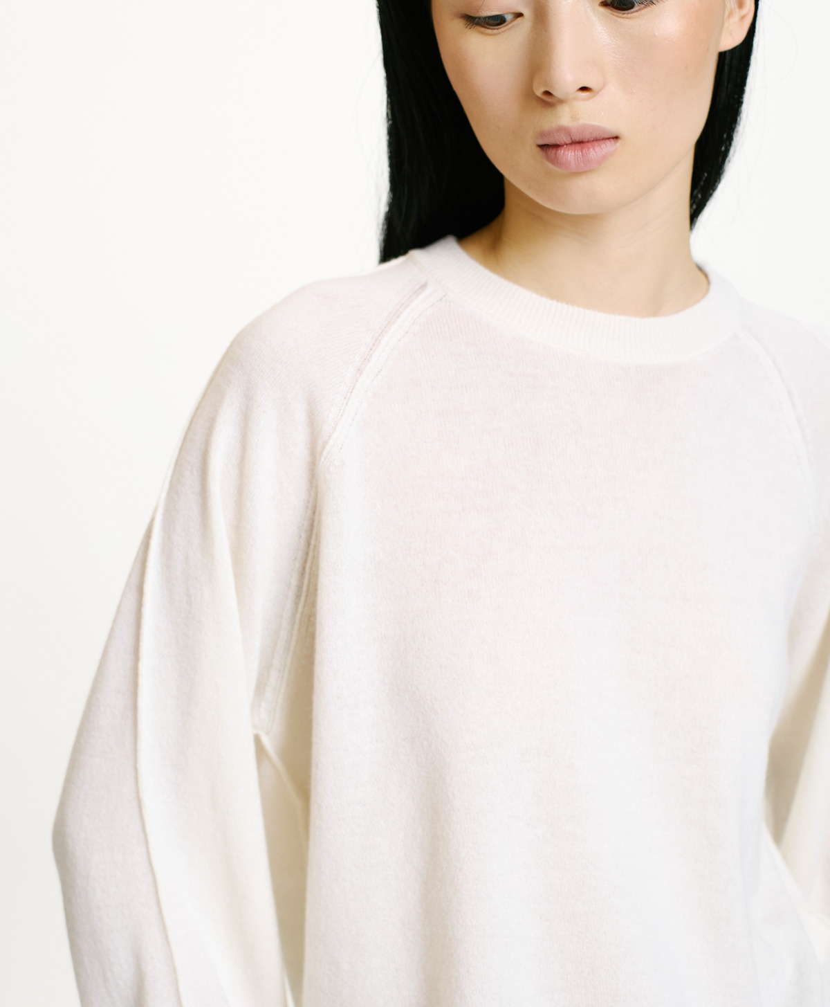 TRICOT ODINO EN LAINE MÉRINOS CACHEMIRE - CRÈME - Momonì
