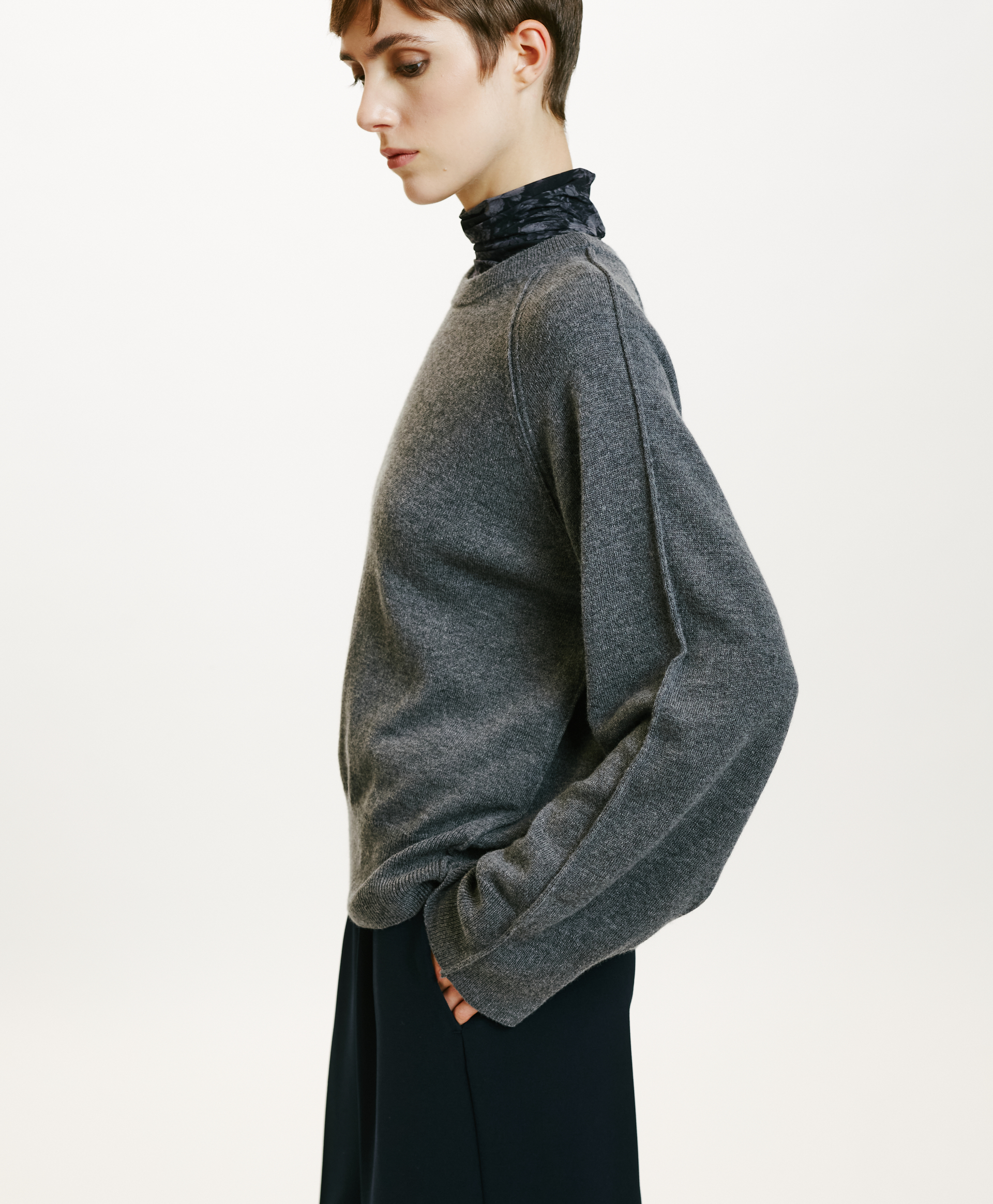 ODINO SWEATER IN MERINO WOOL/CASHMERE - GREY - Momonì