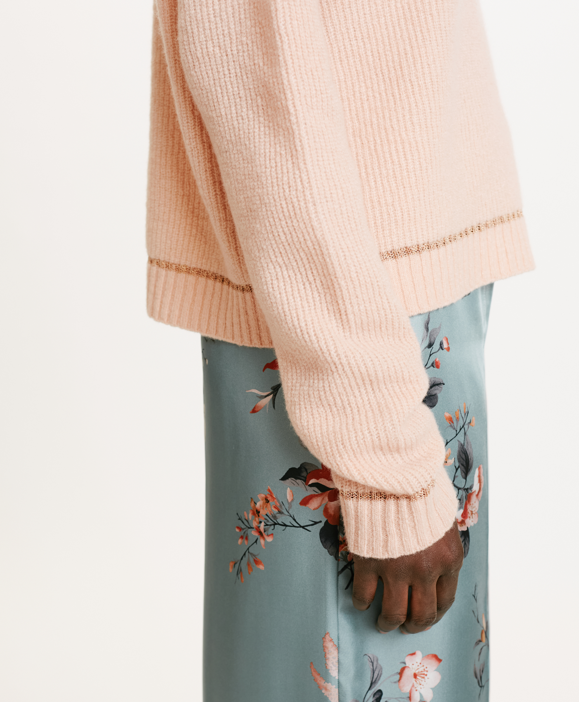 KARASU STRETCH WOOL SWEATER IN RIB STITCH - ANTIQUE PINK - Momonì