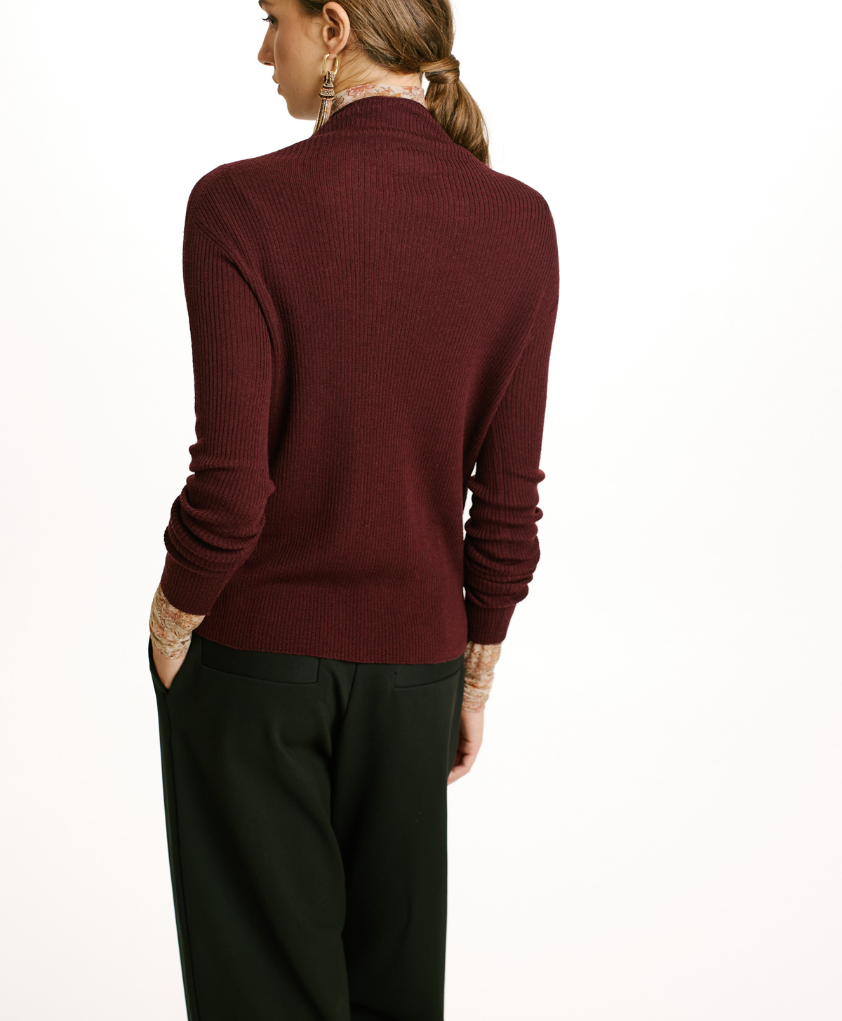 MAGLIA TORA IN LANA MERINOS-MOSTO D'UVA - Momonì