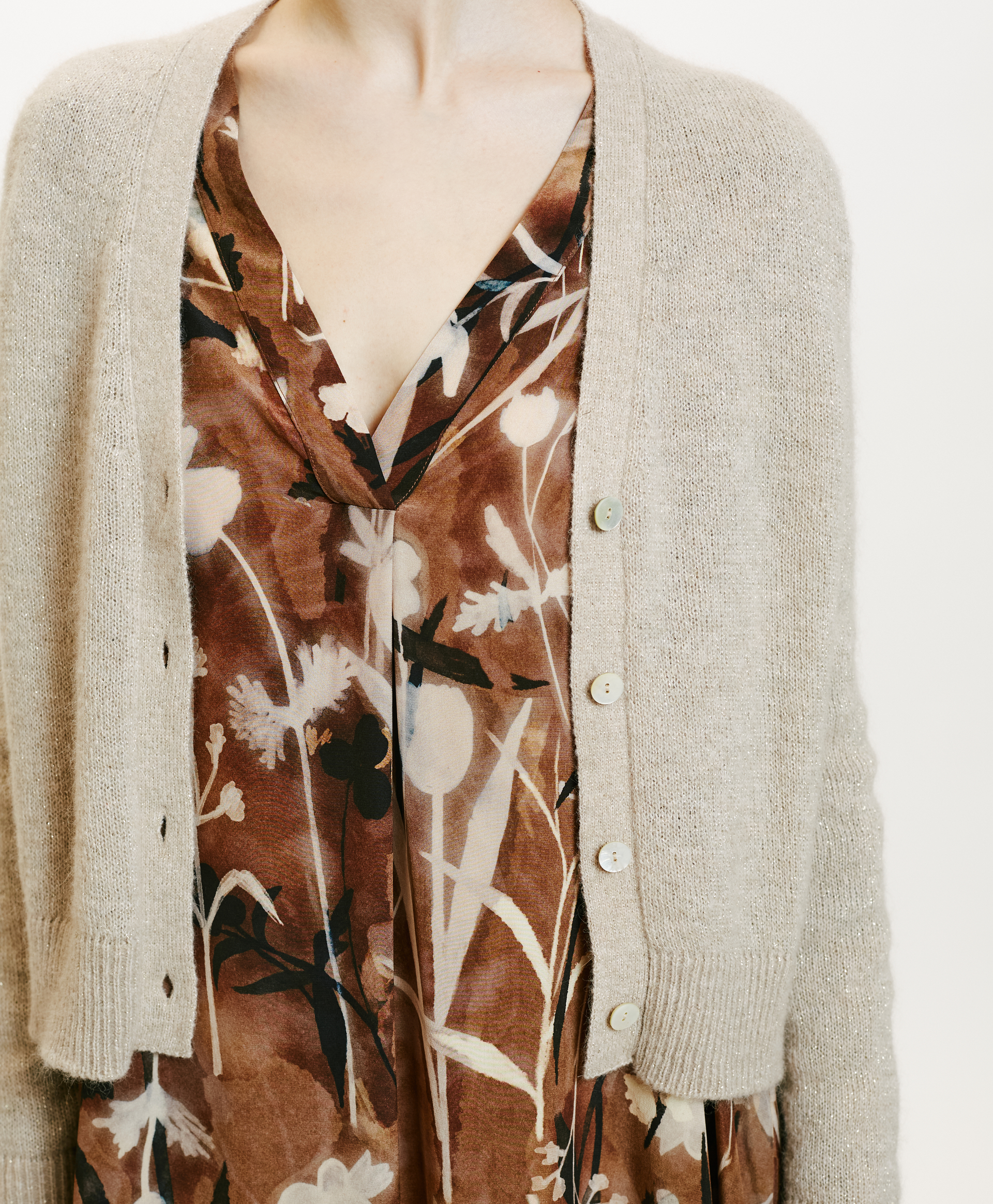 JIRO CARDIGAN IN MOHAIR/LUREX BLEND - CREAM - Momonì
