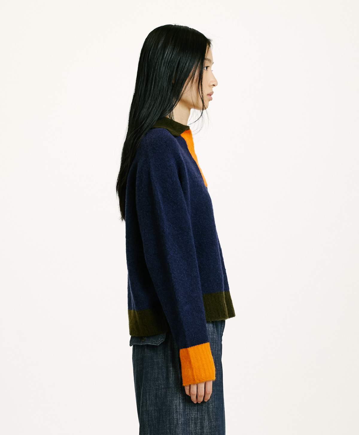 NEBBIOLO SWEATER IN COLOUR BLOCK FLEECE-EFFECT WOOL - BLUE - Momonì