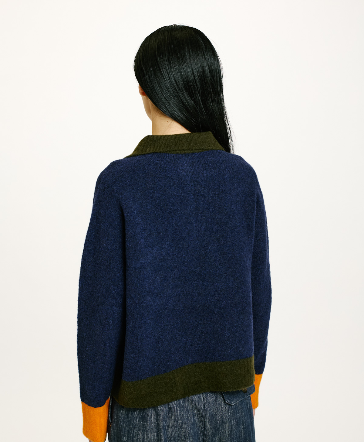 NEBBIOLO SWEATER IN COLOUR BLOCK FLEECE-EFFECT WOOL - BLUE - Momonì