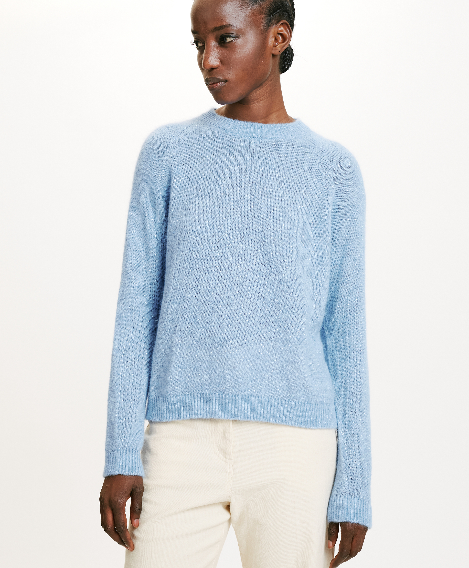 KYO SWEATER IN MOHAIR/LUREX BLEND - LIGHT BLUE - Momonì