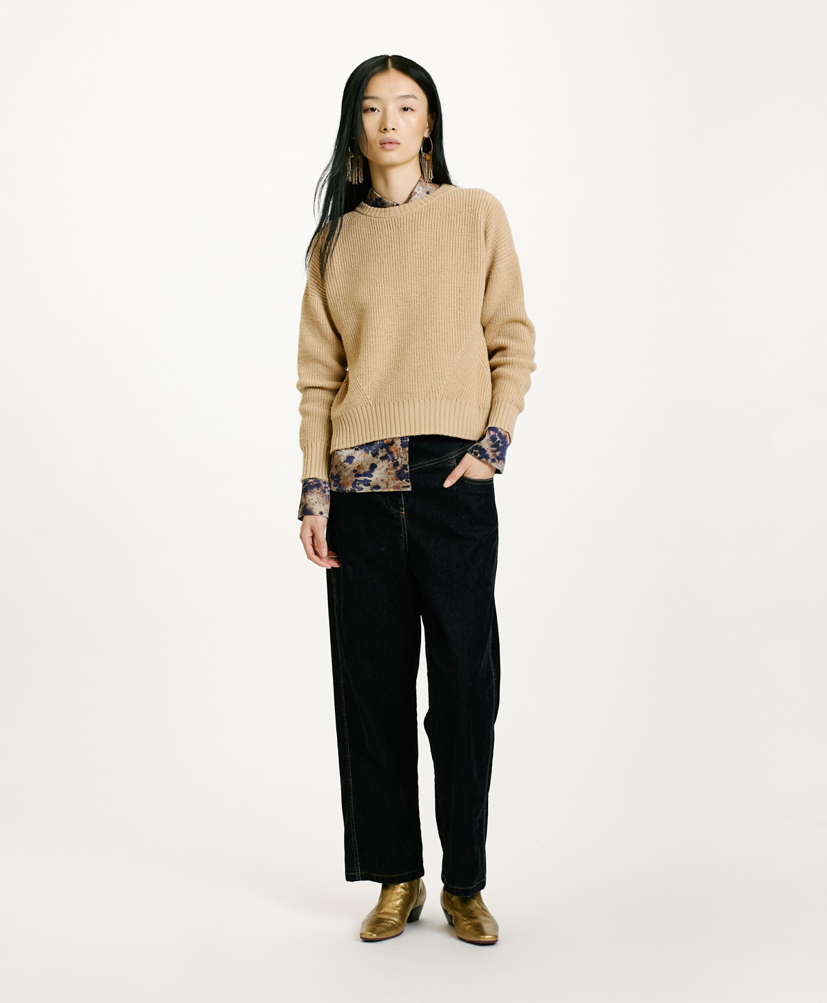 AKI RIBBED SWEATER IN MERINO WOOL - CREAM - Momonì