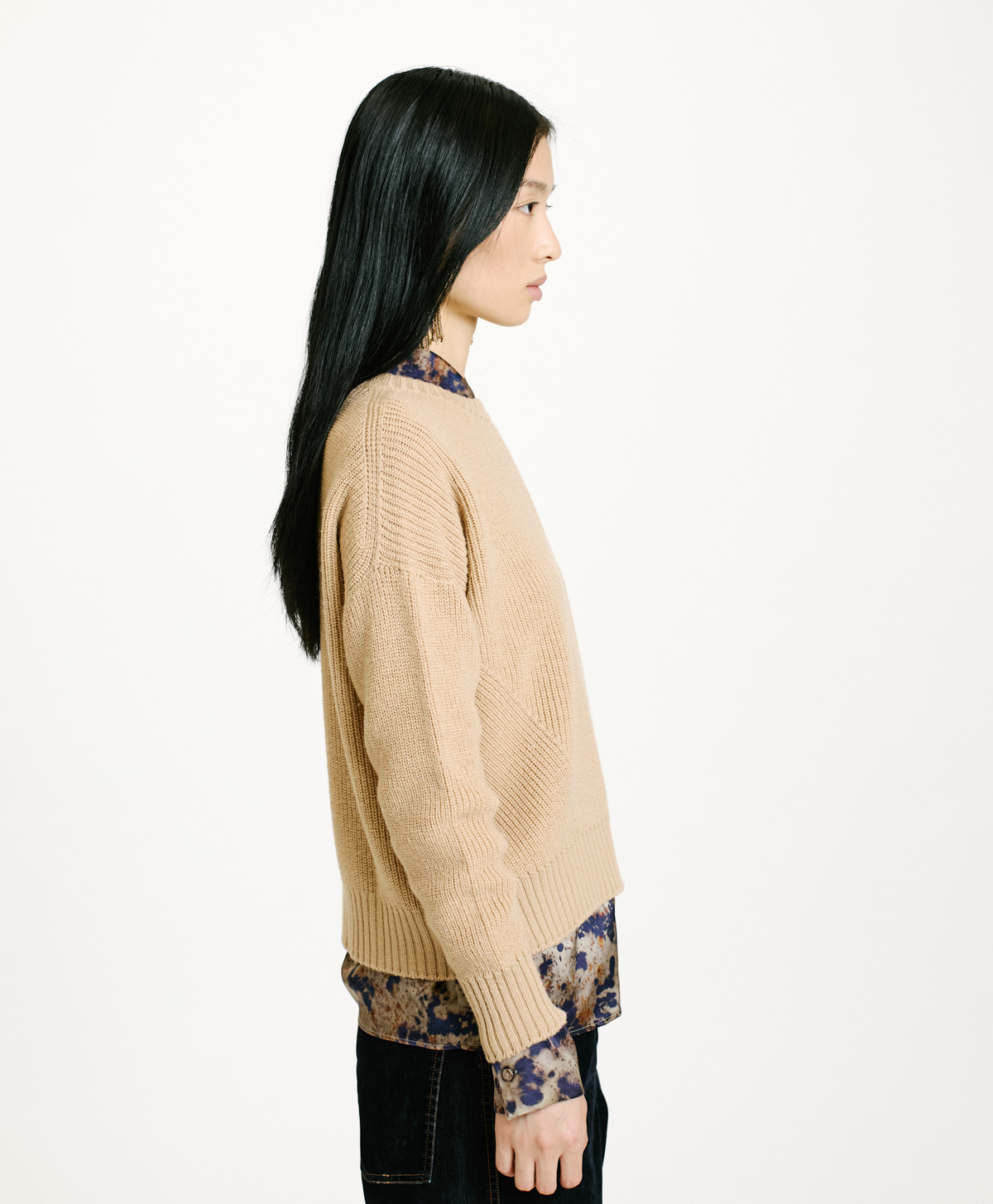 AKI RIBBED SWEATER IN MERINO WOOL - CREAM - Momonì