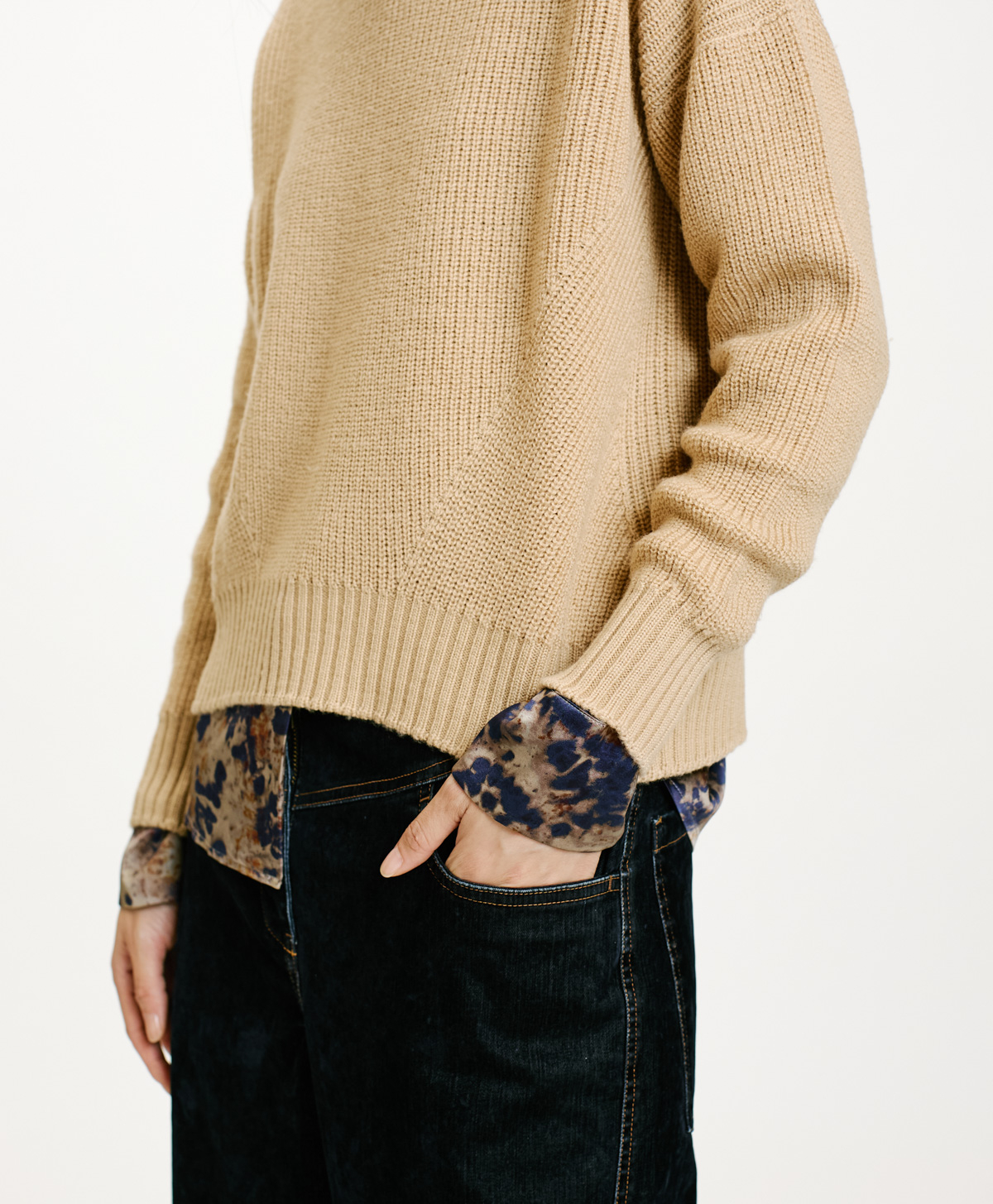 AKI RIBBED SWEATER IN MERINO WOOL - CREAM - Momonì