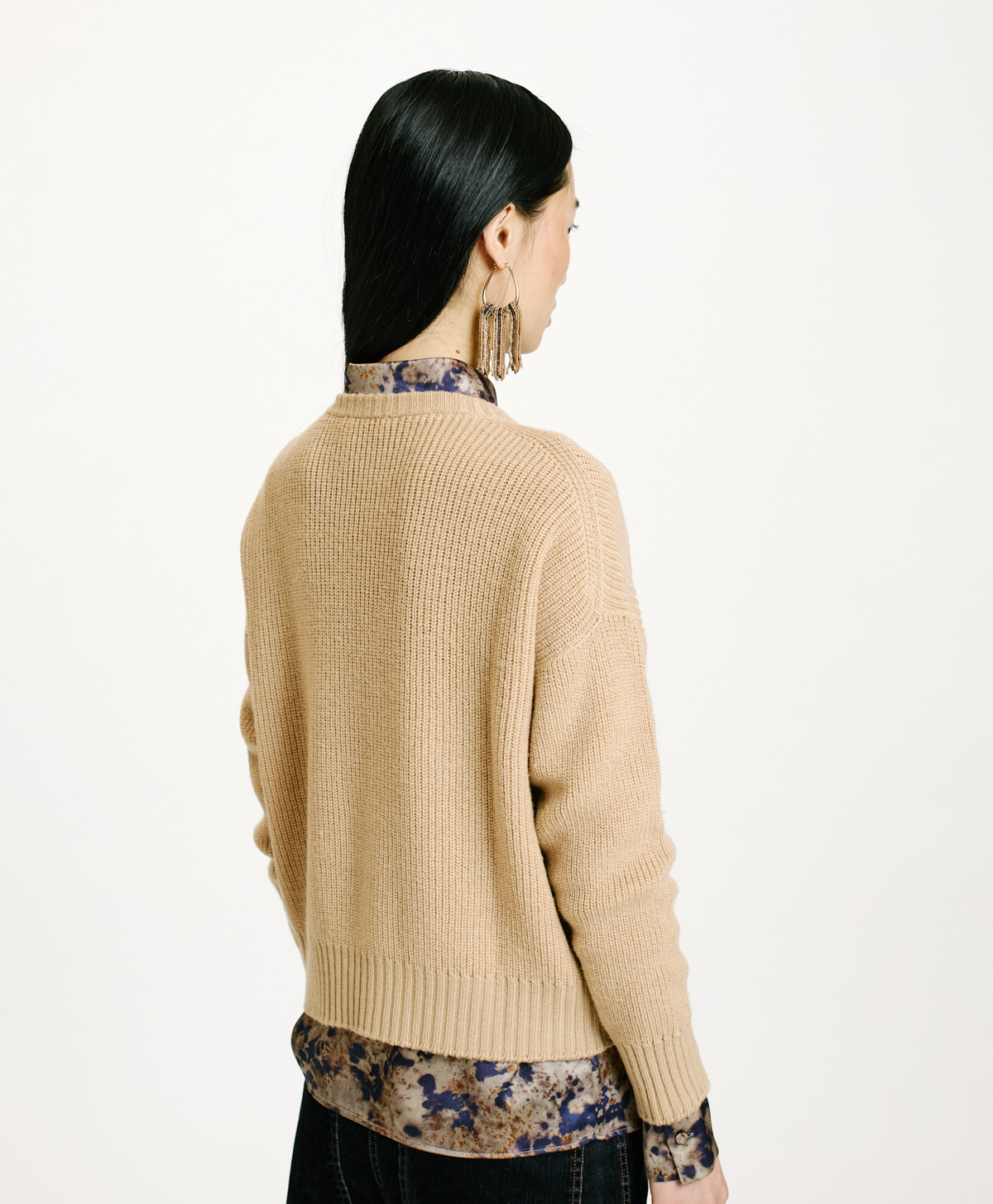 AKI RIBBED SWEATER IN MERINO WOOL - CREAM - Momonì