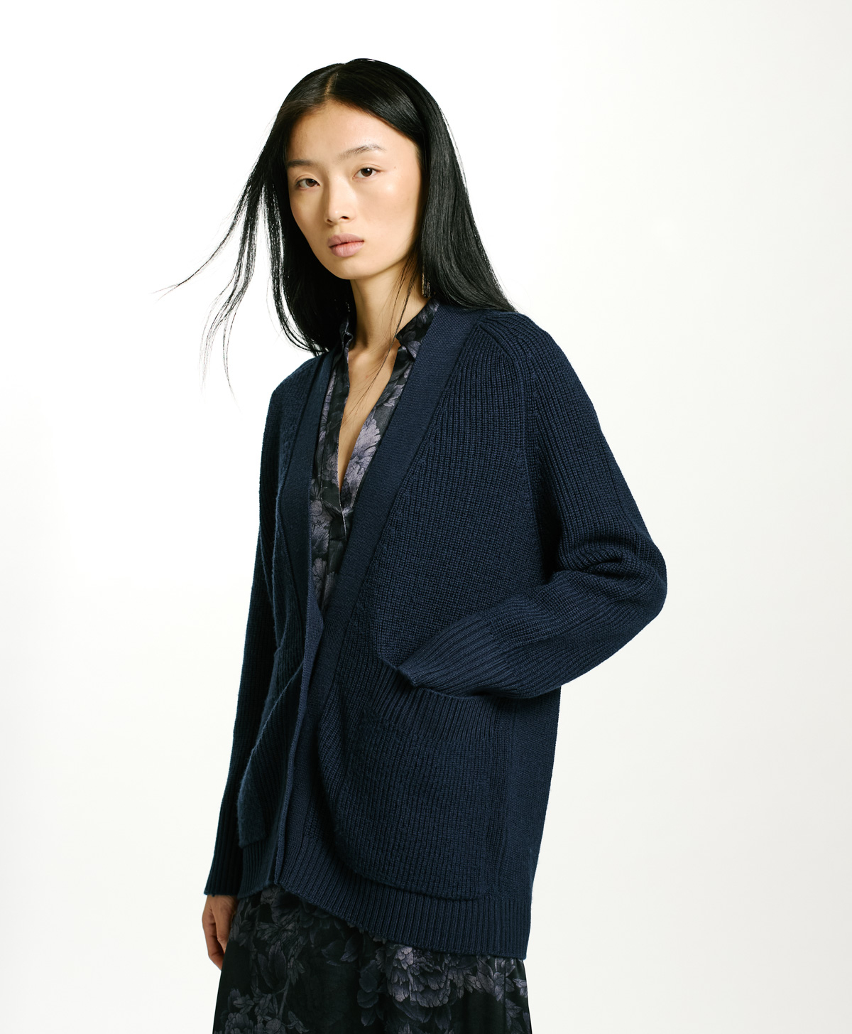 NATSU RIBBED SWEATER IN MERINO WOOL - BLUE - Momonì