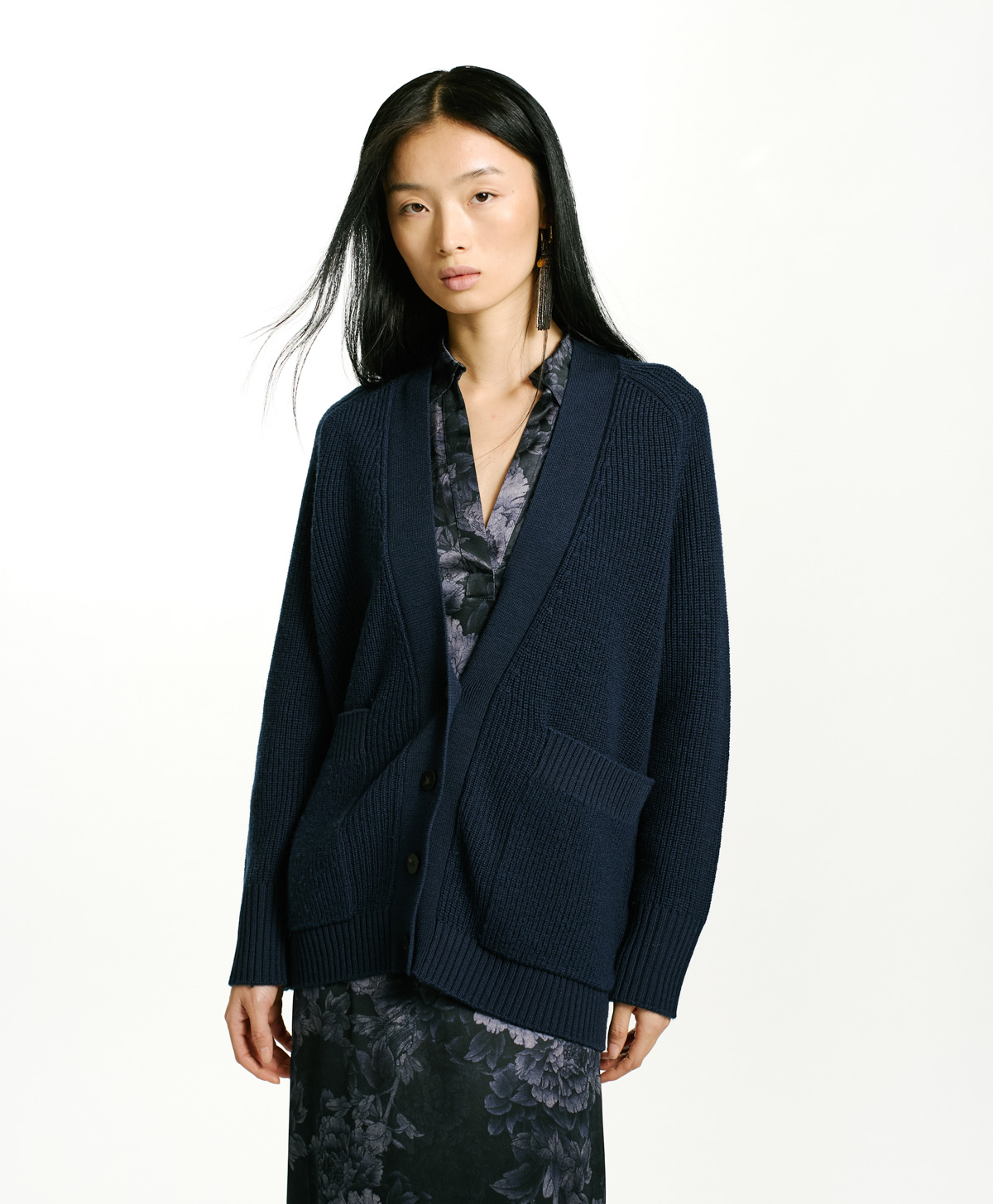 NATSU RIBBED SWEATER IN MERINO WOOL - BLUE - Momonì