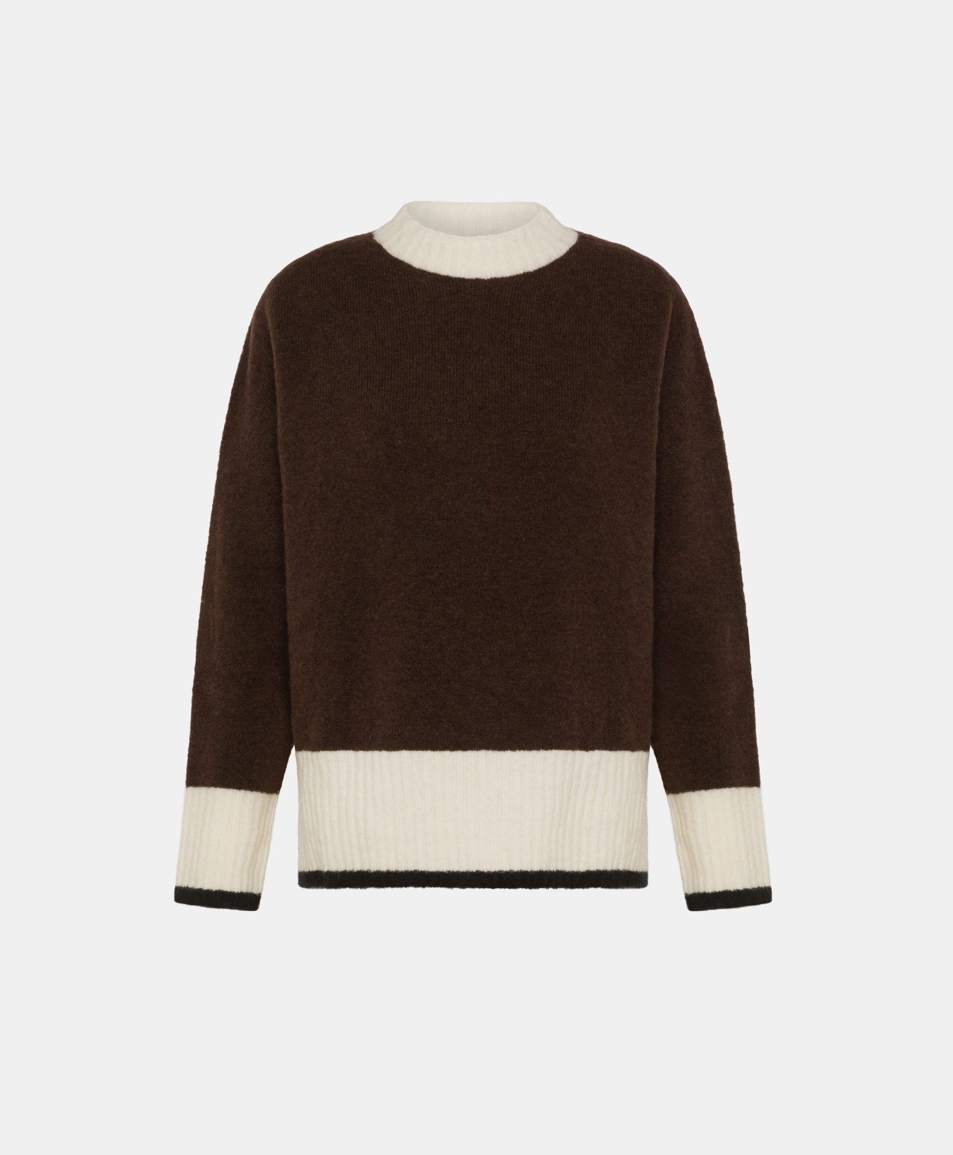INU SWEATER IN COLOUR BLOCK FLEECE-EFFECT WOOL - BRICK - Momonì