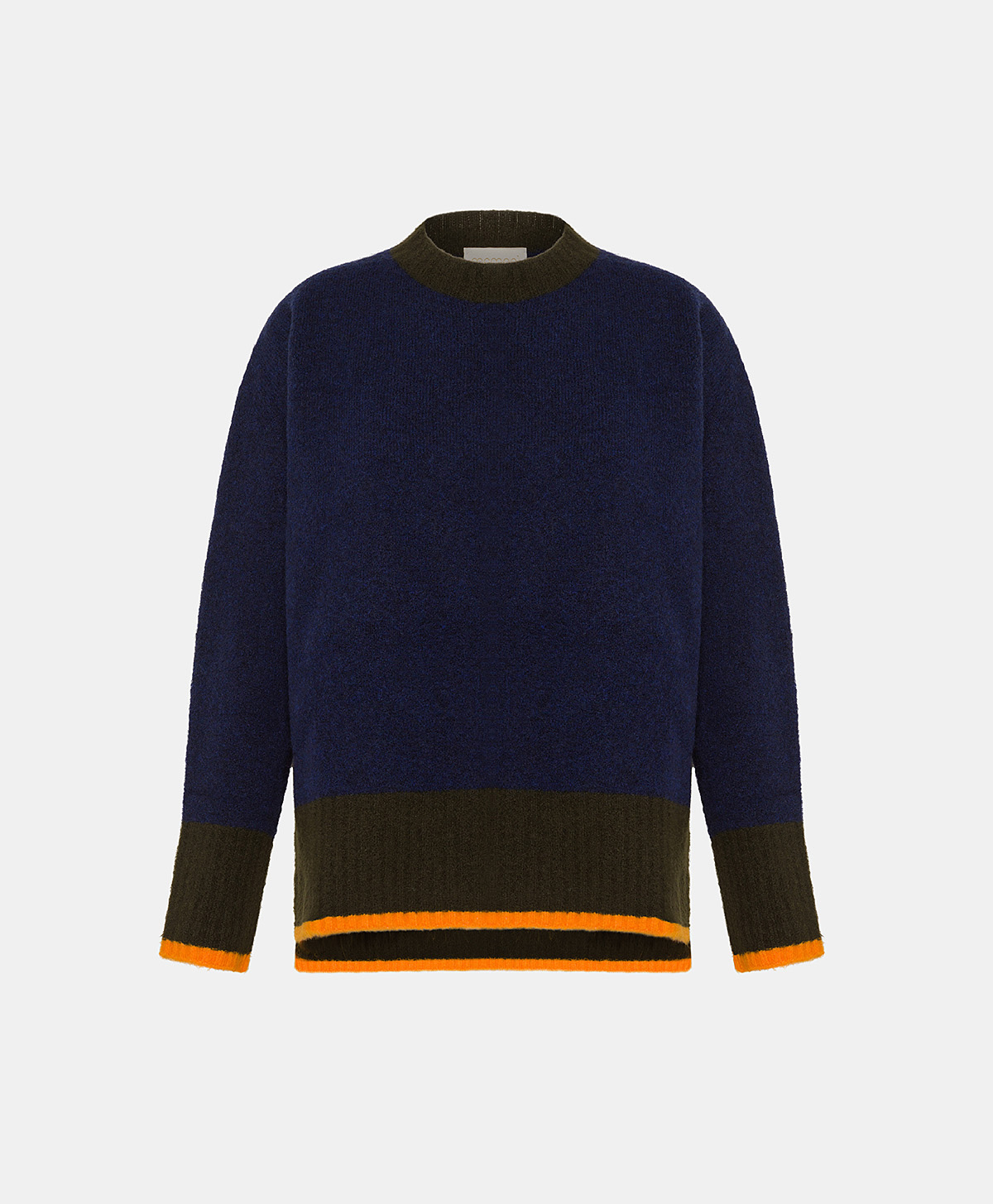INU SWEATER IN COLOUR BLOCK FLEECE-EFFECT WOOL - BLUE - Clothing - Momonì