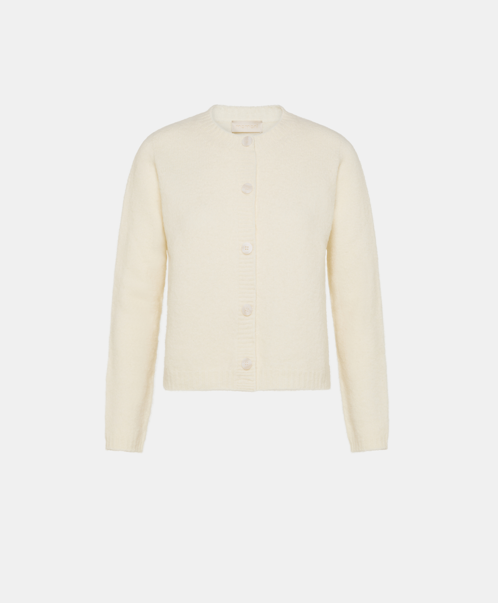 DONBURI CARDIGAN IN SOLID COLOUR FLEECE-EFFECT WOOL - CREAM - Momonì