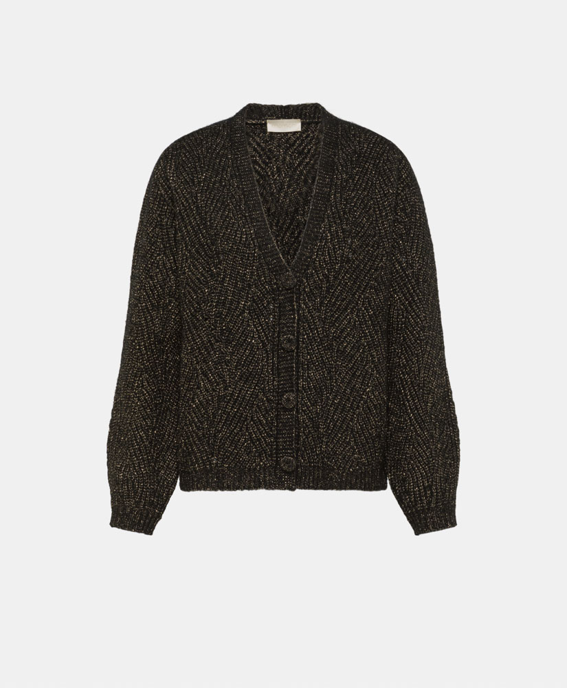 TRICOT SAIKI POINT BRODERIE LUREX - NOIR - Momonì