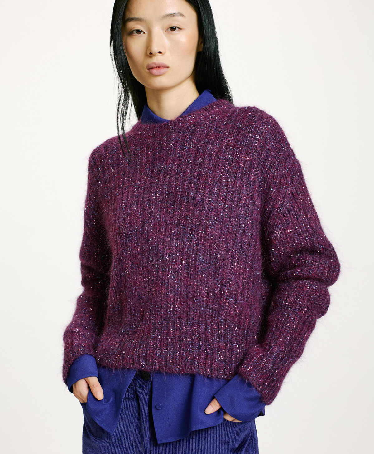 ODO SWEATER IN SHADED MOHAIR - VIOLET - Momonì