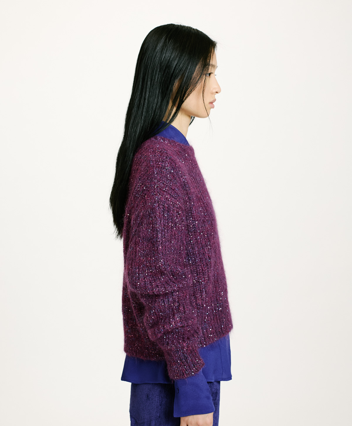 ODO SWEATER IN SHADED MOHAIR - VIOLET - Momonì