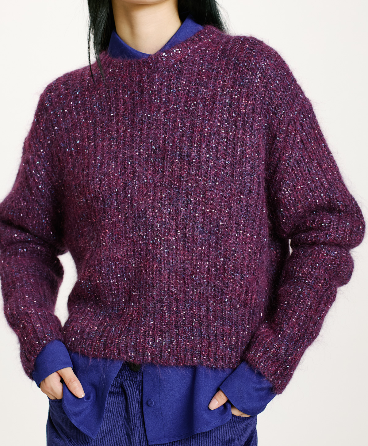 ODO SWEATER IN SHADED MOHAIR - VIOLET - Momonì