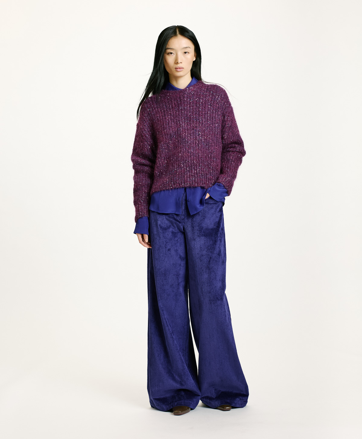 ODO SWEATER IN SHADED MOHAIR - VIOLET - Momonì