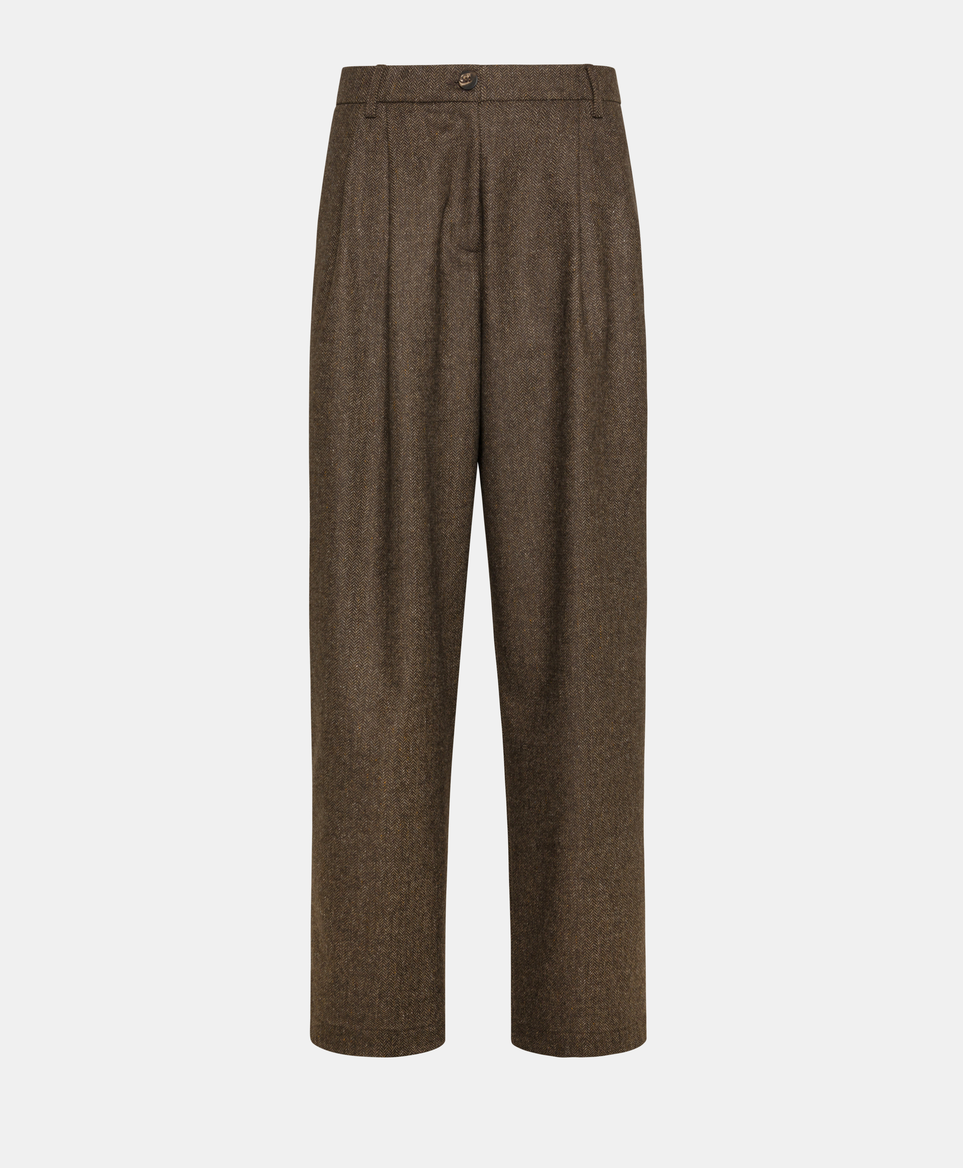 ADAM PANTS IN TWO-TONE CHEVRON WOOL BLEND - MAHOGANY/ALMOND - Clothing - Momonì