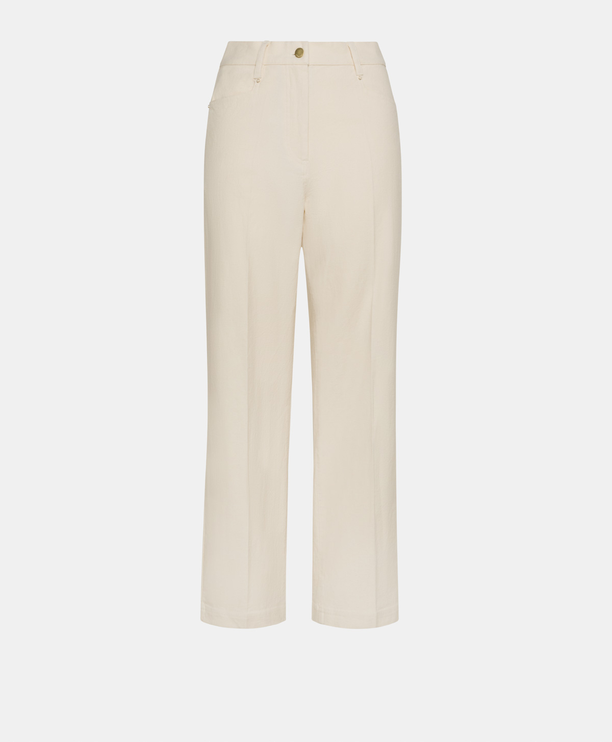 PANTALON JACQUES EN DENIM COTON LAINE STRETCH - CRÈME - Clothing - Momonì