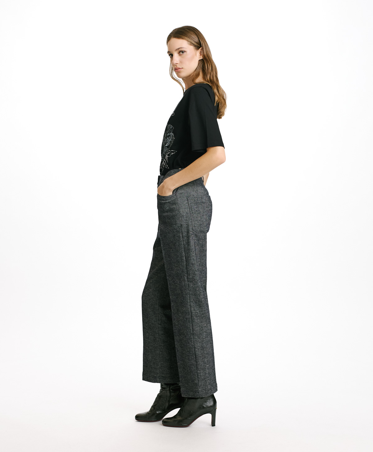 JACQUES PANTS IN STRETCH COTTON/WOOL DENIM - BLUE JEANS - Momonì