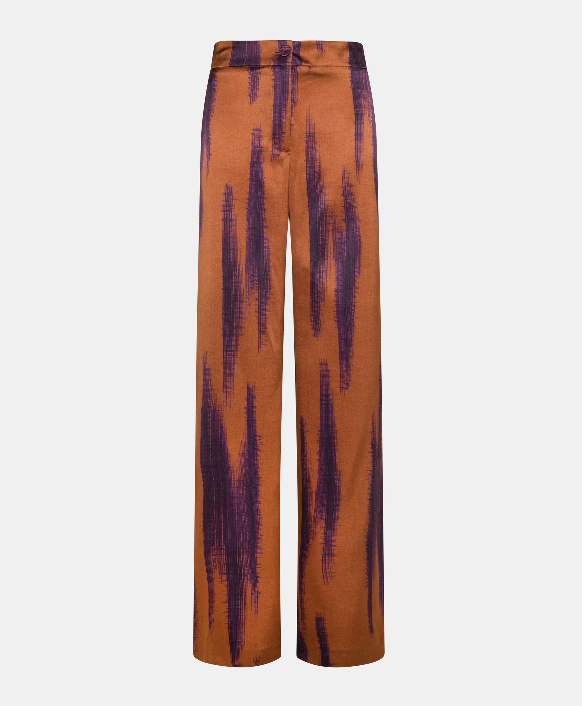 MISAKI PANTS IN PRINTED STRETCH SATIN - RUST/INK - Clothing - Momonì