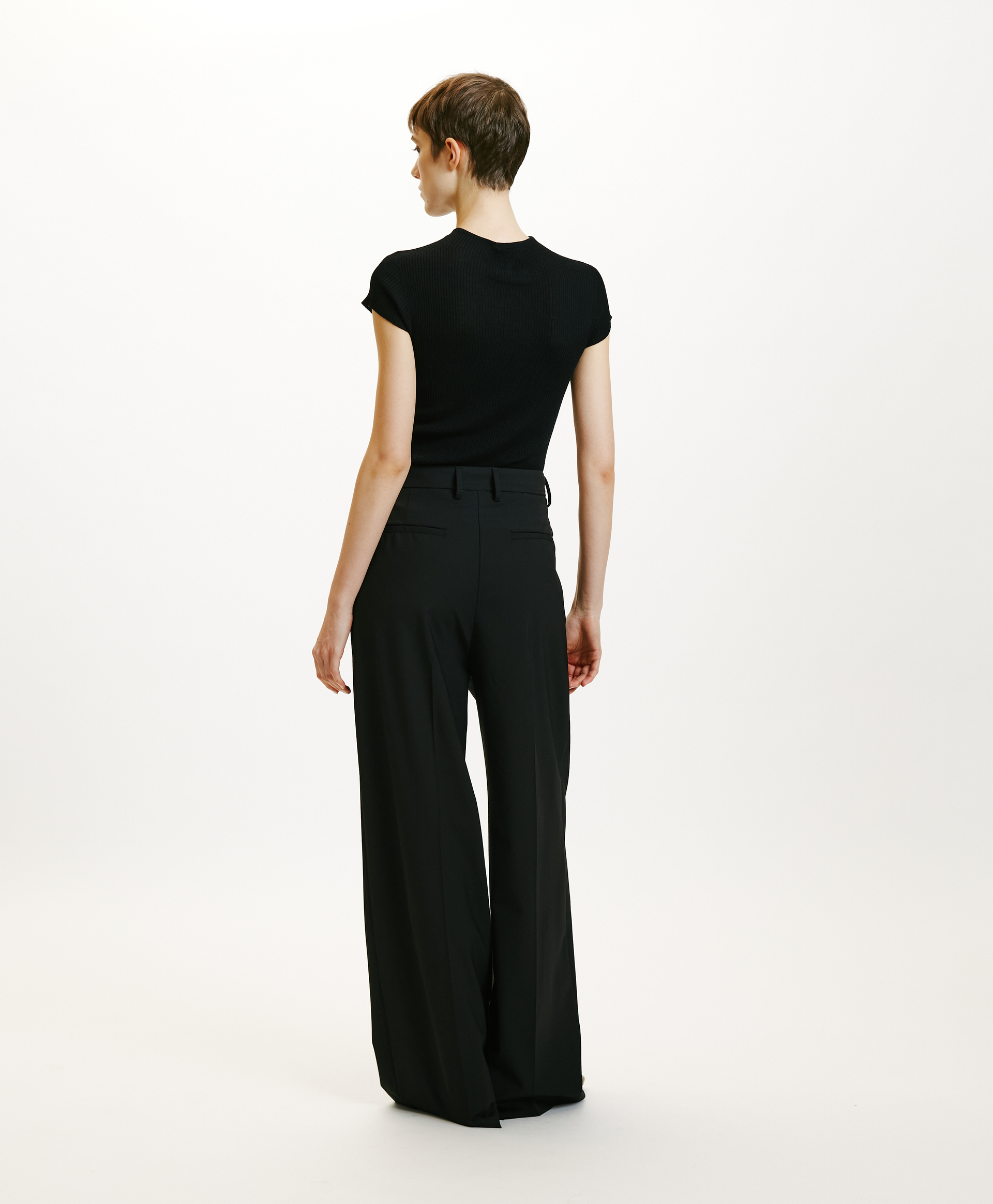 PANTALONI KYOTO IN FRESCO DI LANA BISTRETCH-NERO - Momonì