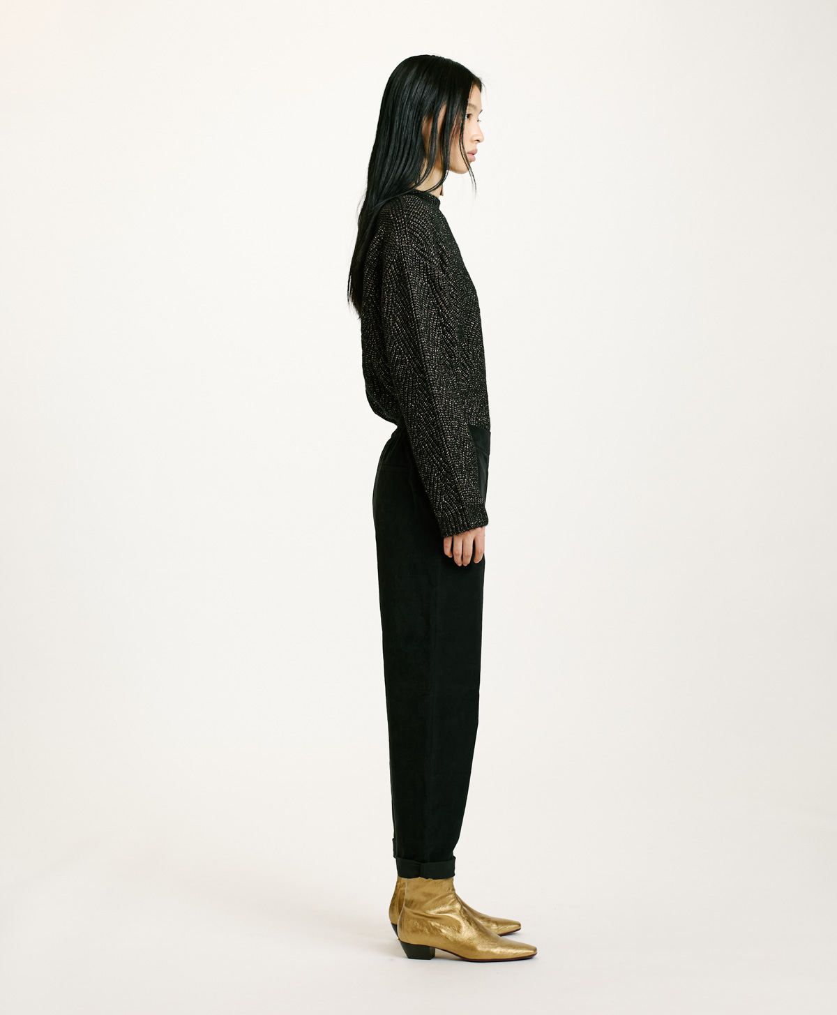 YOKO PANTS IN STRETCH NEEDLECORD - BLACK - Momonì