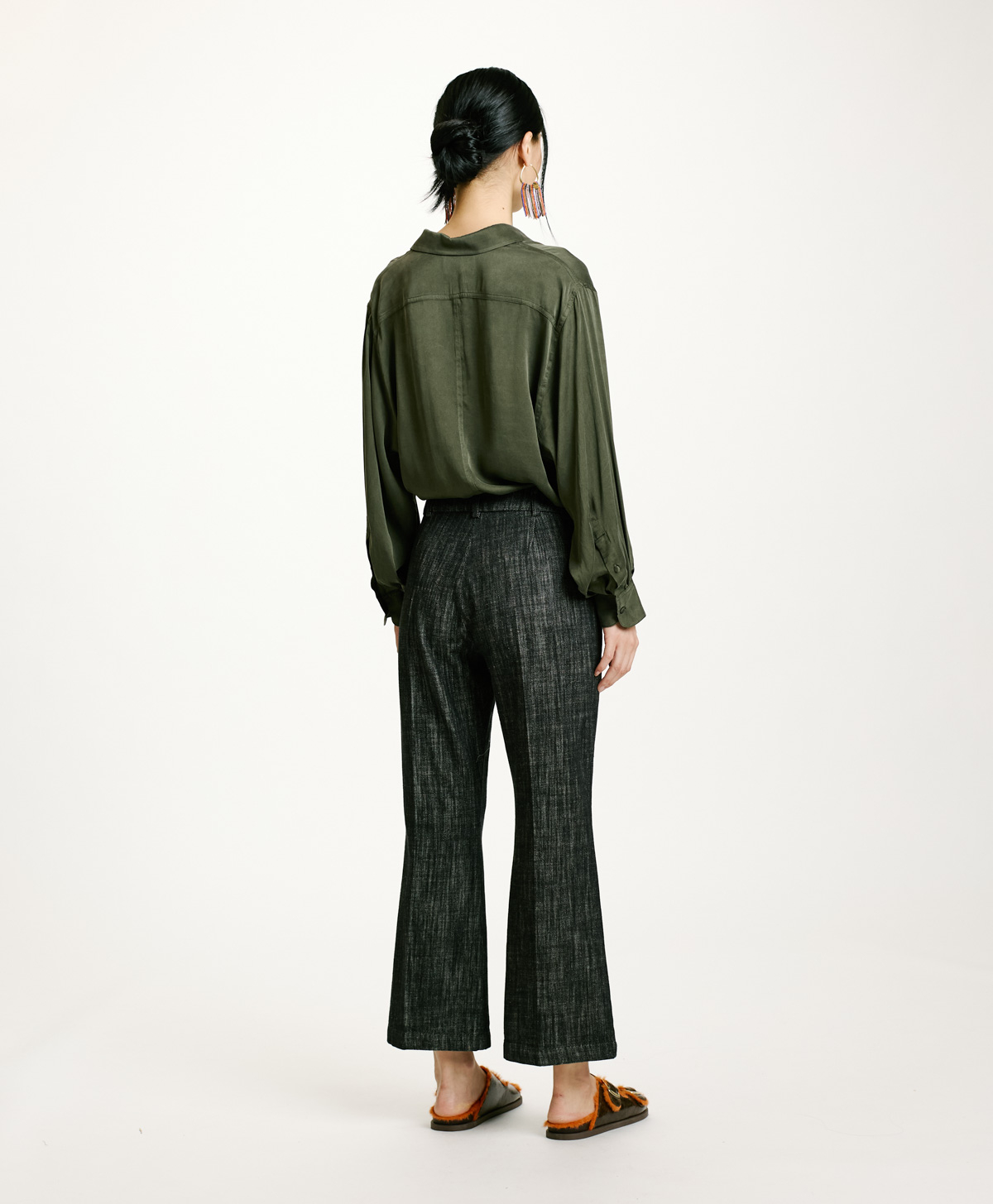 INDRA PANTS IN NON-STRETCH COLOURED DENIN - BLACK - Momonì