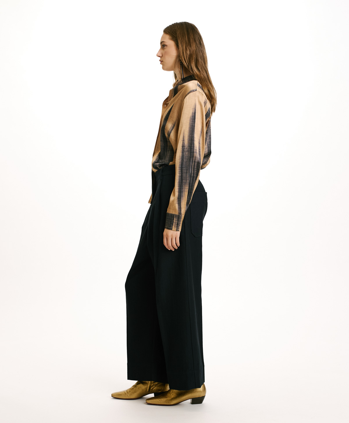 GRECALE BIS PANTS IN CHEVRON COTTON/WOOL - BLUE - Momonì