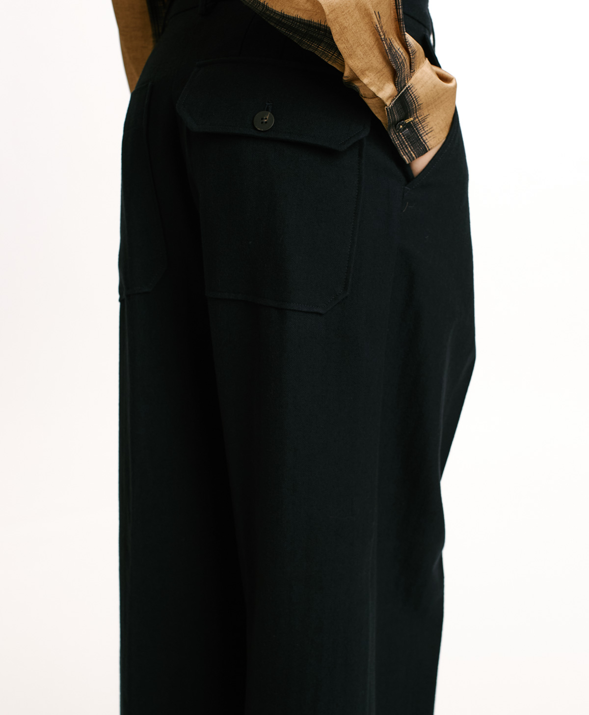 GRECALE BIS PANTS IN CHEVRON COTTON/WOOL - BLUE - Momonì