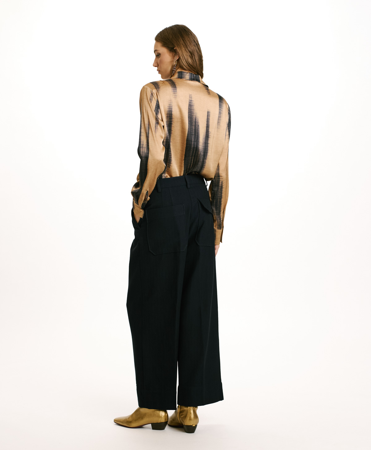 GRECALE BIS PANTS IN CHEVRON COTTON/WOOL - BLUE - Momonì