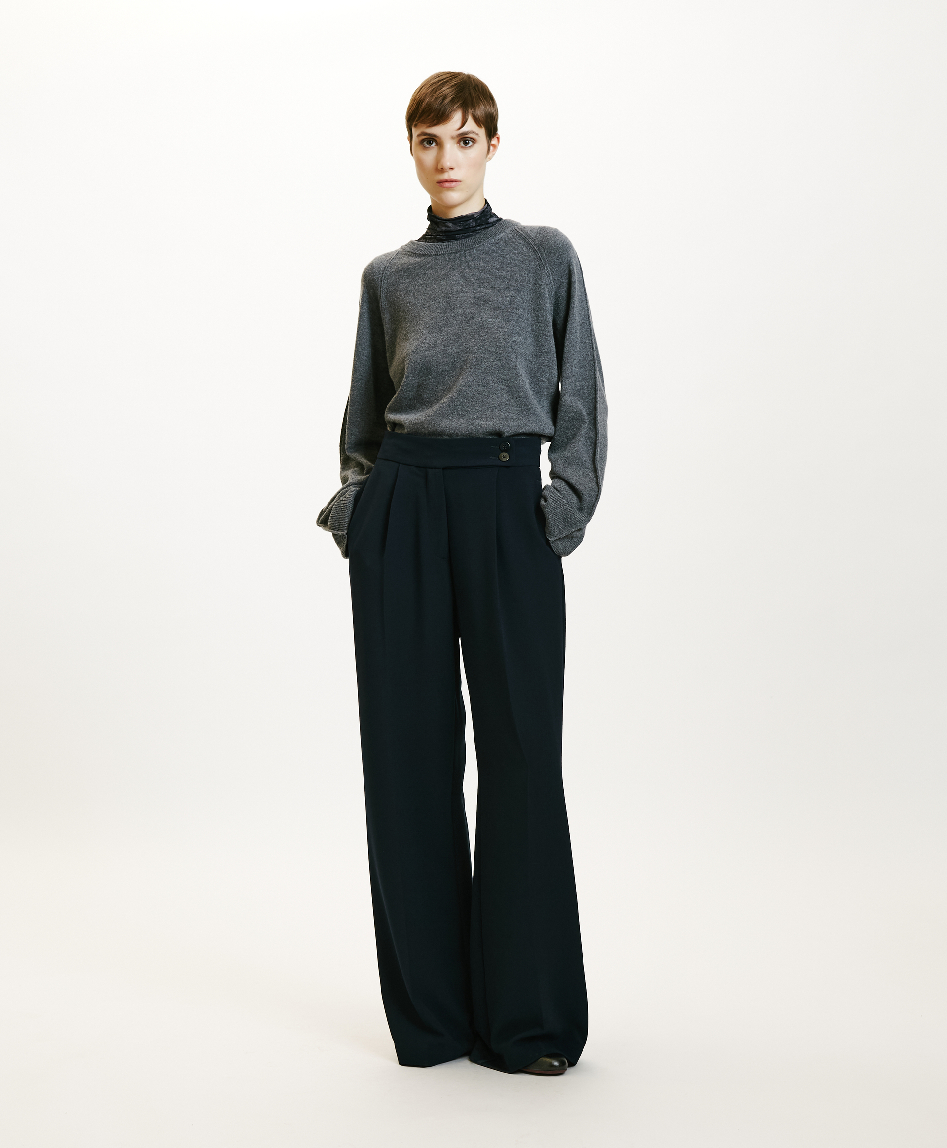 NOZOMI PANTS IN STRETCH CADY - NIGHT BLUE - Momonì